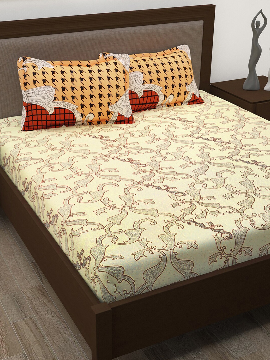 Story@home Beige & Cream-Coloured Ethnic Motifs 186 TC Queen Bedsheet with 2 Pillow Covers
Story@home Beige & Cream-Coloured Ethnic Motifs 186 TC Queen Bedsheet with 2 Pillow Covers