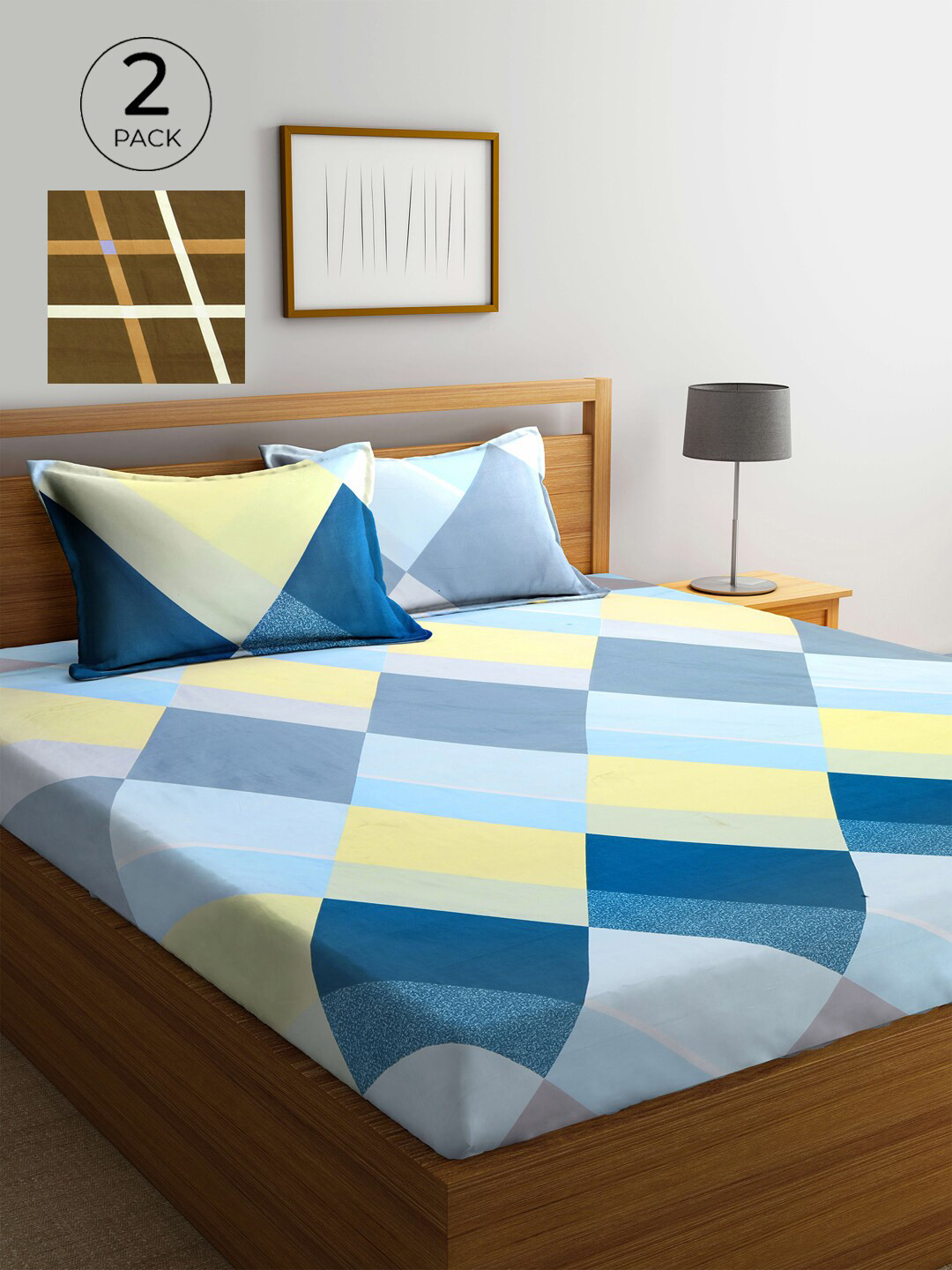 KLOTTHE Blue & Brown 210 TC 2 King Bedsheet with 4 Pillow Covers
KLOTTHE Blue & Brown 210 TC 2 King Bedsheet with 4 Pillow Covers