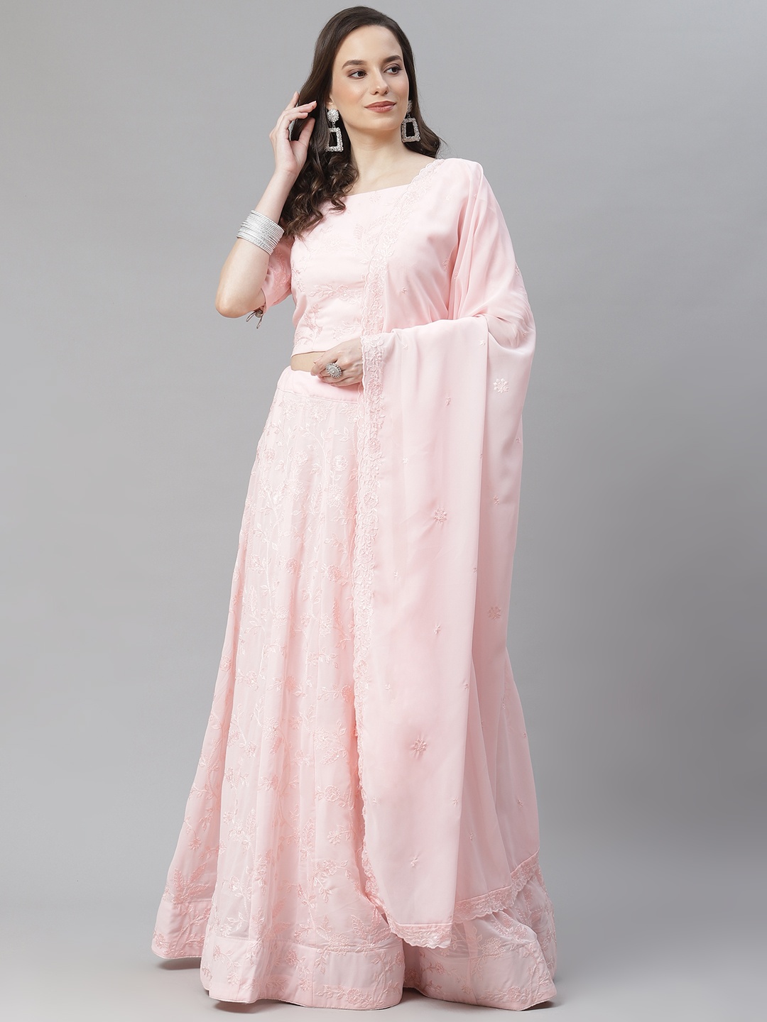 Readiprint Fashions Pink Embroidered Sequinned Semi-Stitched Lehenga & Blouse With Dupatta
Readiprint Fashions Pink Embroidered Sequinned Semi-Stitched Lehenga & Blouse With Dupatta