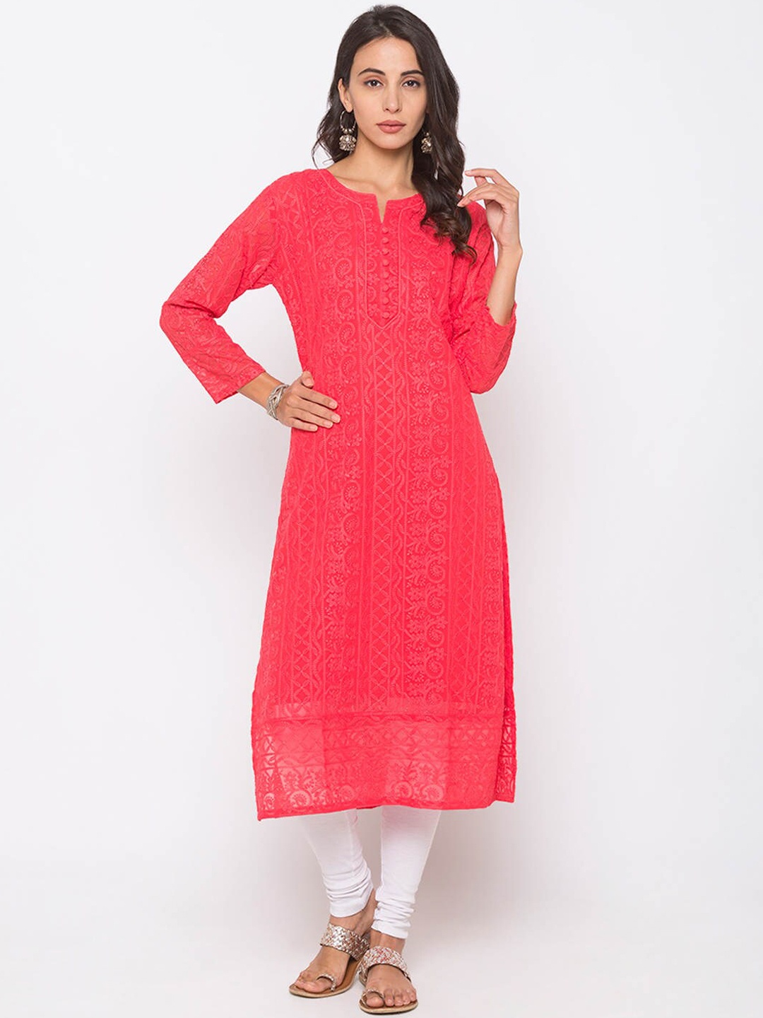 ZOLA Women Hot Pink Georgette Lucknow Chikankari Embroidered Lightweight Straight Kurta
ZOLA Women Hot Pink Georgette Lucknow Chikankari Embroidered Lightweight Straight Kurta