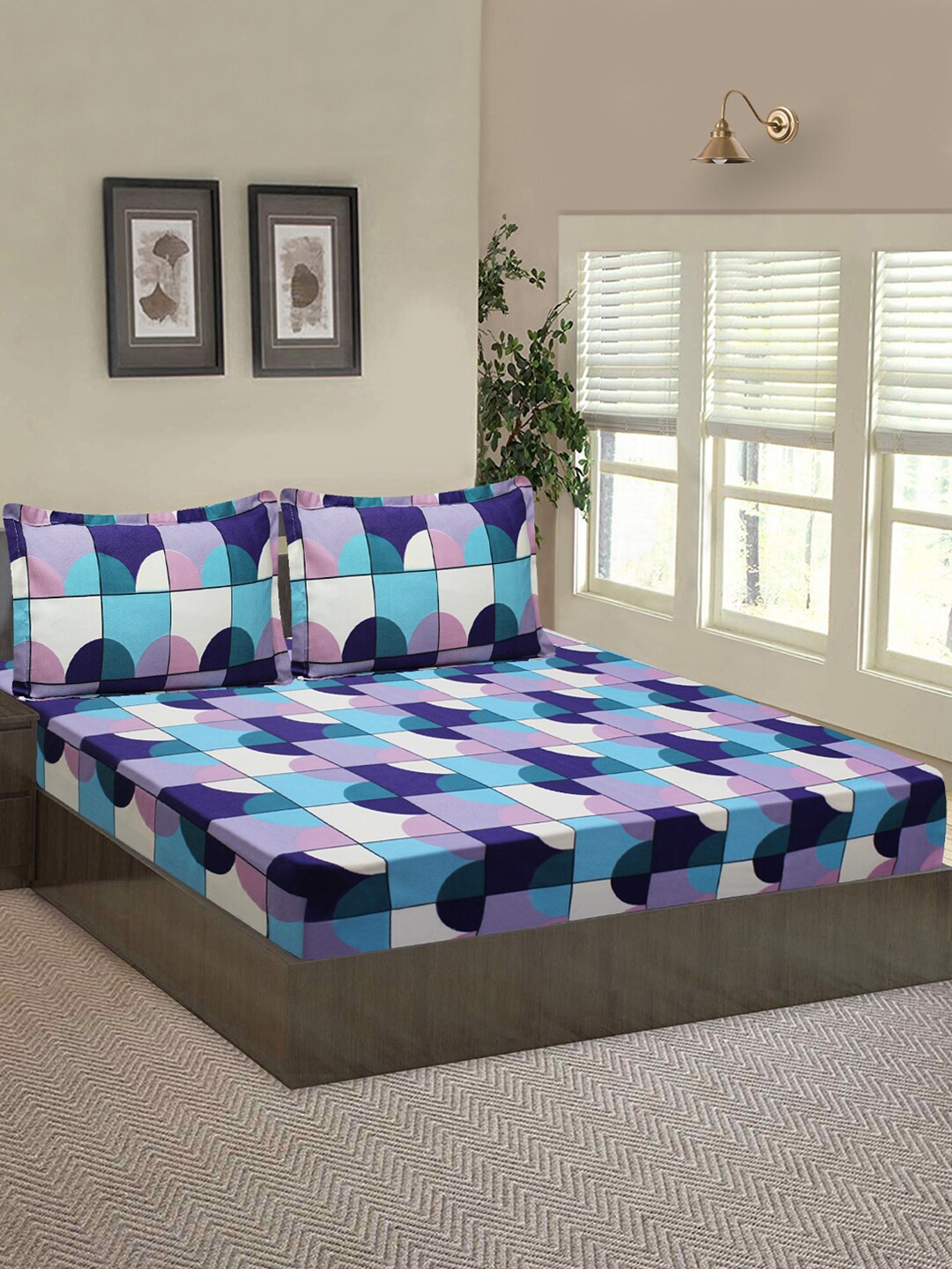 Good Homes by Home Candy Blue Geometric 144 TC Queen Bedsheet with 2 Pillow Covers
Good Homes by Home Candy Blue Geometric 144 TC Queen Bedsheet with 2 Pillow Covers