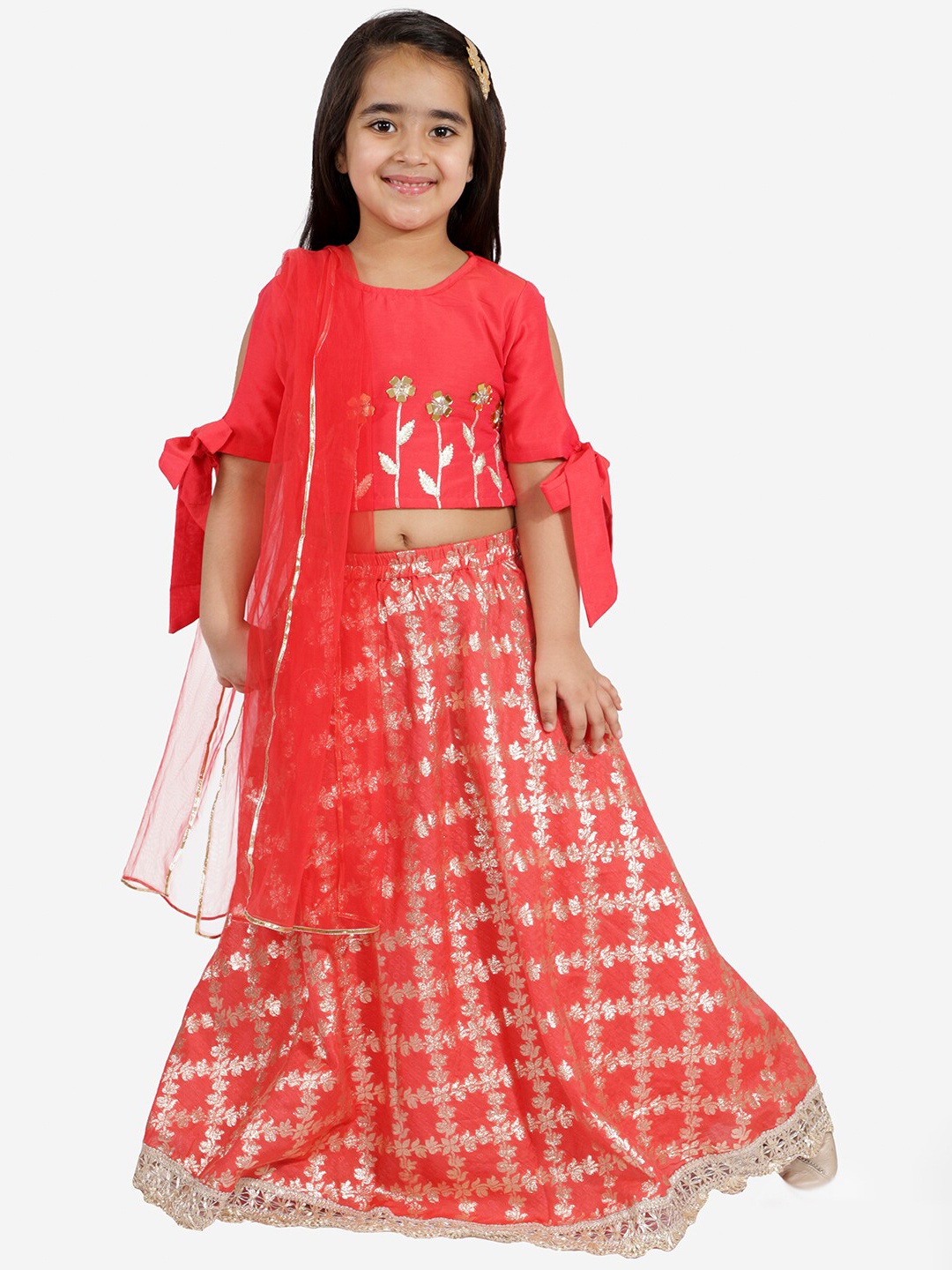 LIL DRAMA Girls Red & Gold-Toned Printed Ready to Wear Lehenga & Blouse With Dupatta
LIL DRAMA Girls Red & Gold-Toned Printed Ready to Wear Lehenga & Blouse With Dupatta