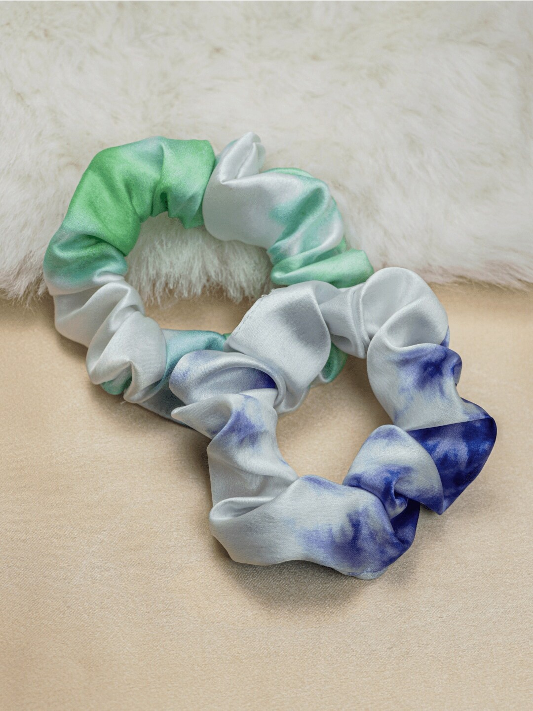 Bellofox Women Set of 2 Green & Blue Ponytail Holders