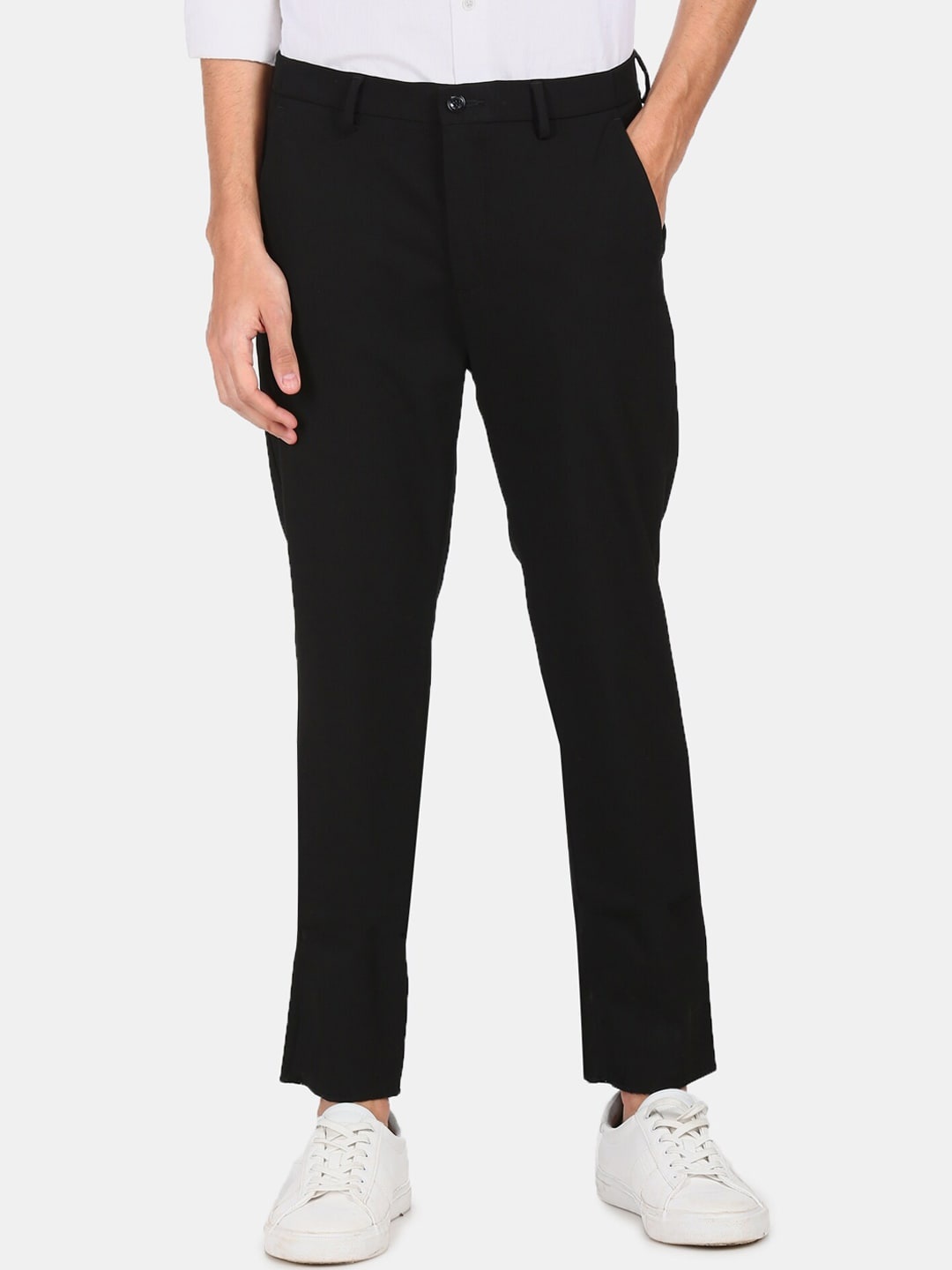Arrow New York Men Black Formal Trousers
