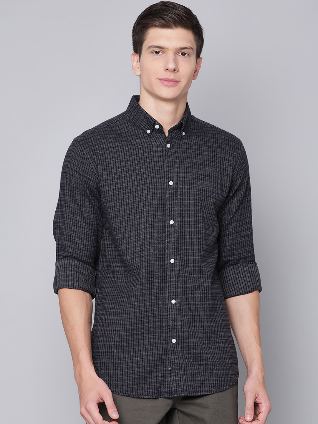 Bruun & Stengade Men Grey Slim Fit Grid Tattersall Checks Pure Cotton Casual Shirt, Charcoal
Bruun & Stengade Men Grey Slim Fit Grid Tattersall Checks Pure Cotton Casual Shirt, Charcoal