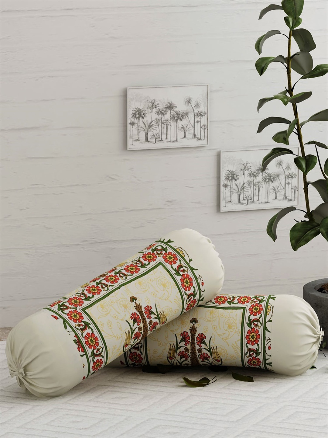 Salona Bichona Set Of 2 Cream-Coloured & Red Printed Pure Cotton 120 TC Bolster Covers
Salona Bichona Set Of 2 Cream-Coloured & Red Printed Pure Cotton 120 TC Bolster Covers