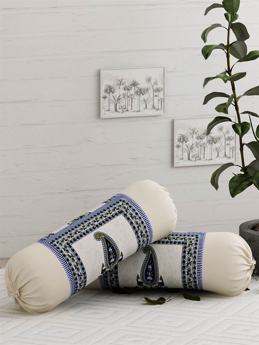 Salona Bichona Set Of 2 Cream-Coloured & Blue Printed Pure Cotton 120 TC Bolster Covers
Salona Bichona Set Of 2 Cream-Coloured & Blue Printed Pure Cotton 120 TC Bolster Covers