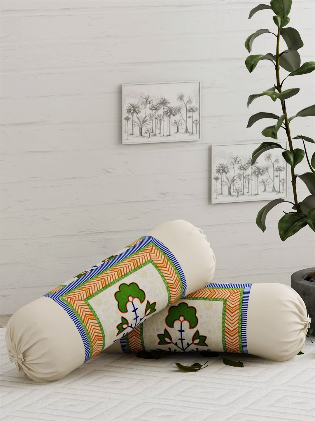 Salona Bichona Set Of 2 Cream-Coloured & Yellow Printed 120 TC Pure Cotton Bolster Covers
Salona Bichona Set Of 2 Cream-Coloured & Yellow Printed 120 TC Pure Cotton Bolster Covers