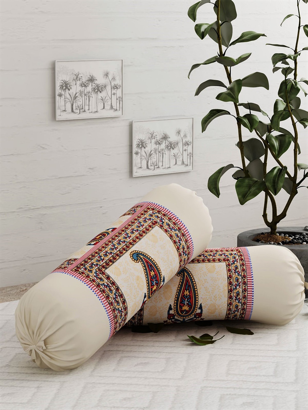 Salona Bichona Set Of 2 Cream-Coloured & Red Printed 120 TC Pure Cotton Bolster Covers
Salona Bichona Set Of 2 Cream-Coloured & Red Printed 120 TC Pure Cotton Bolster Covers