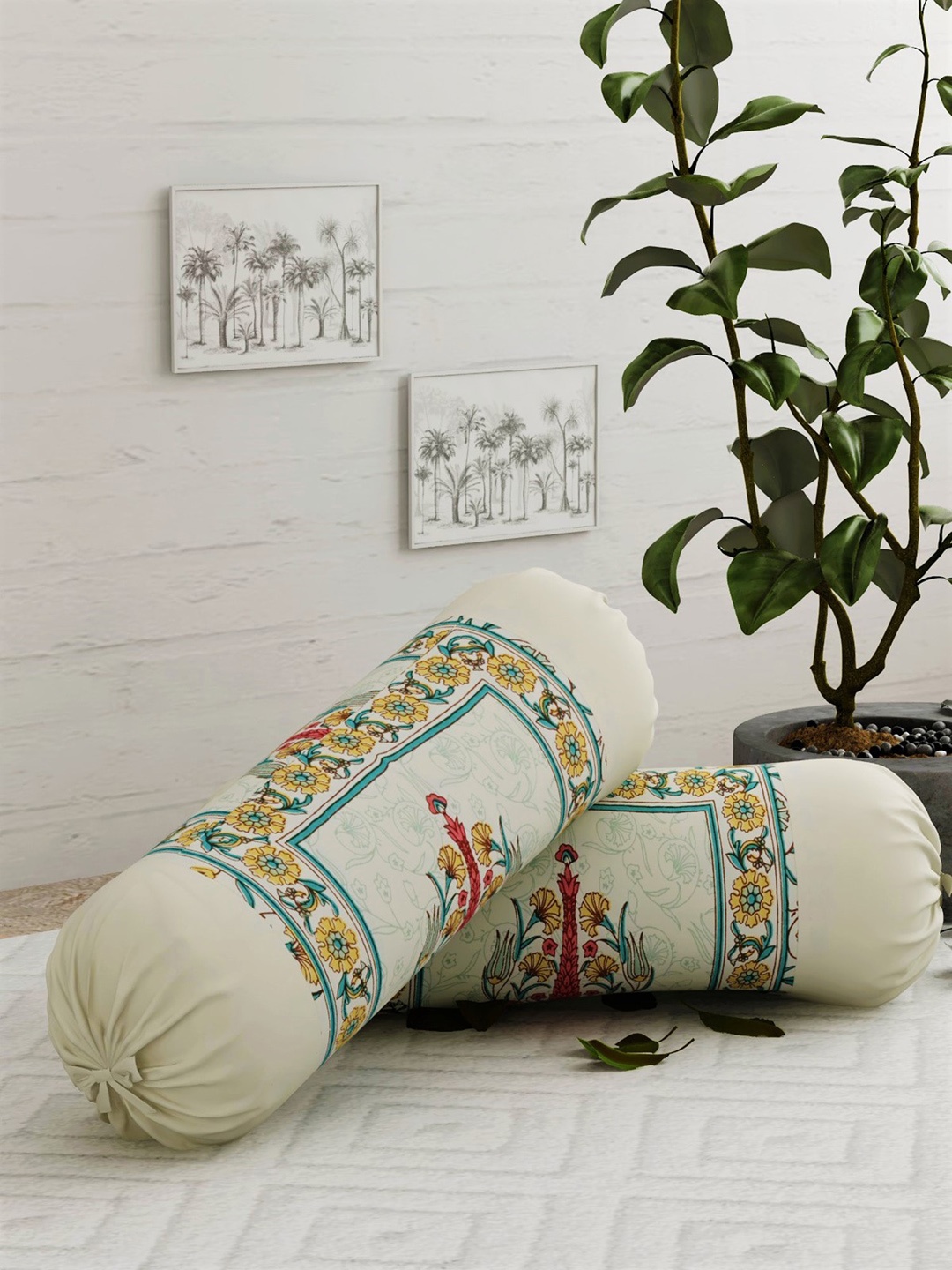 Salona Bichona Set Of 2 Cream-Coloured & Yellow Printed Pure Cotton 120 TC Bolster Covers
Salona Bichona Set Of 2 Cream-Coloured & Yellow Printed Pure Cotton 120 TC Bolster Covers
