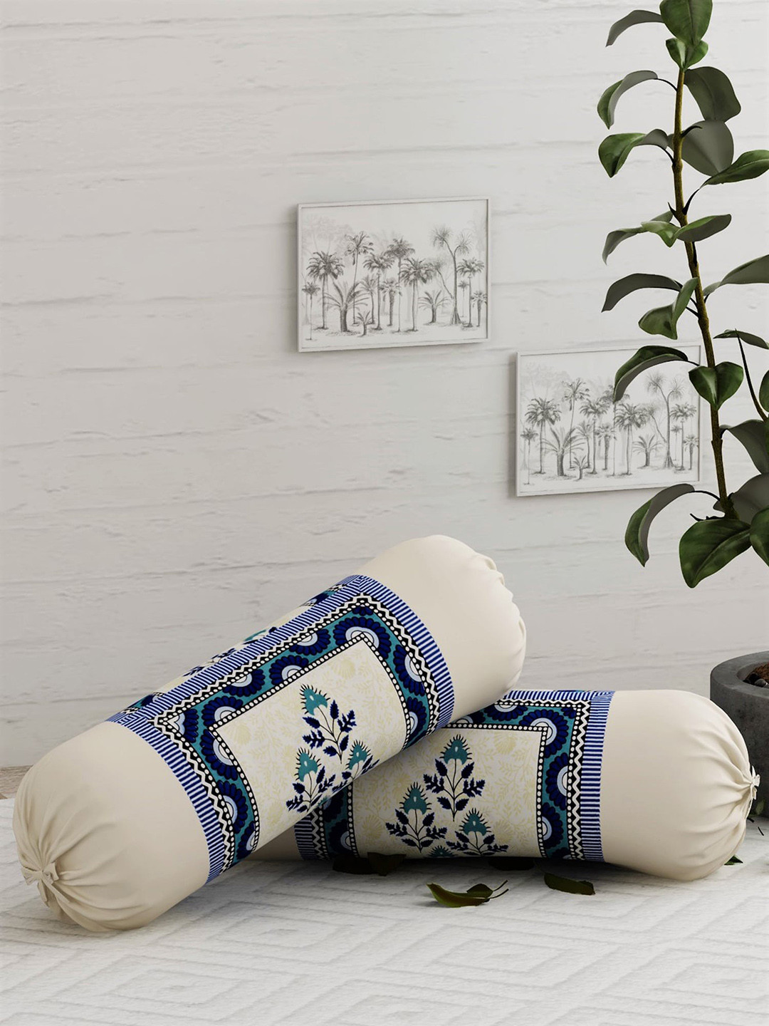 Salona Bichona Set Of 2 Cream-Coloured & Blue Printed Pure Cotton 120 TC Bolster Covers
Salona Bichona Set Of 2 Cream-Coloured & Blue Printed Pure Cotton 120 TC Bolster Covers