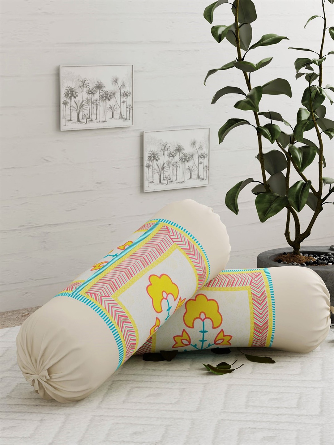 Salona Bichona Set Of 2 Cream-Coloured & Yellow Printed 120 TC Pure Cotton Bolster Covers
Salona Bichona Set Of 2 Cream-Coloured & Yellow Printed 120 TC Pure Cotton Bolster Covers