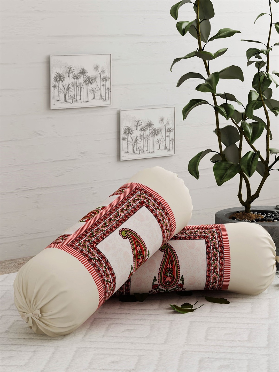Salona Bichona Set Of 2 Cream-Coloured & Pink Printed 120 TC Pure Cotton Bolster Covers
Salona Bichona Set Of 2 Cream-Coloured & Pink Printed 120 TC Pure Cotton Bolster Covers