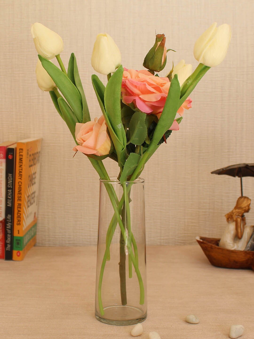 TIED RIBBONS Set of 6 Pink & Off-White Artificial Tulip & Rose Flower Sticks With Vase
TIED RIBBONS Set of 6 Pink & Off-White Artificial Tulip & Rose Flower Sticks With Vase