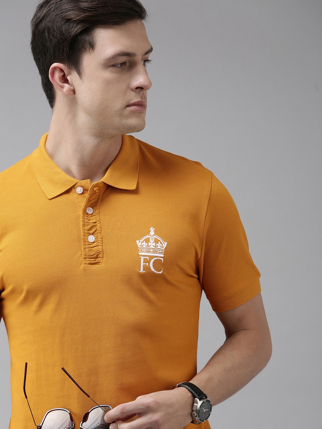 French Connection Men Mustard Yellow Brand Logo Printed Polo Collar Pure Cotton T-shirt
French Connection Men Mustard Yellow Brand Logo Printed Polo Collar Pure Cotton T-shirt