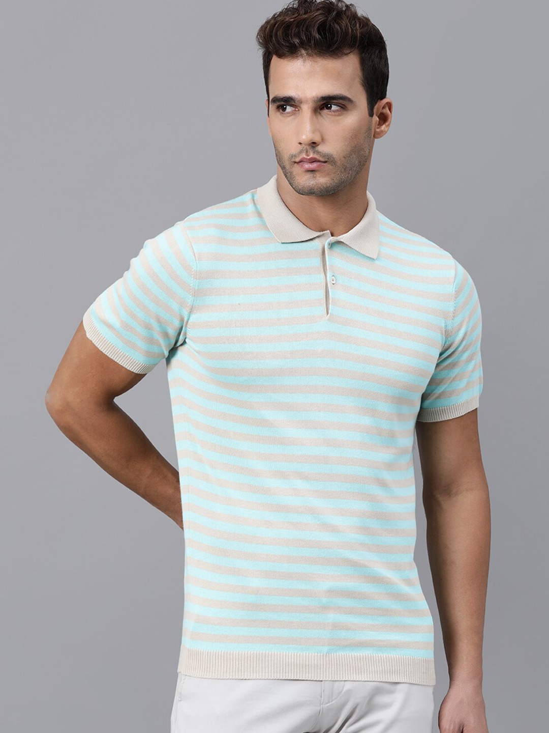 RARE RABBIT Men Mreks Slim Fit Turquoise Striped Polo Collar Cotton T-Shirt, Turquoise blue
RARE RABBIT Men Mreks Slim Fit Turquoise Striped Polo Collar Cotton T-Shirt, Turquoise blue