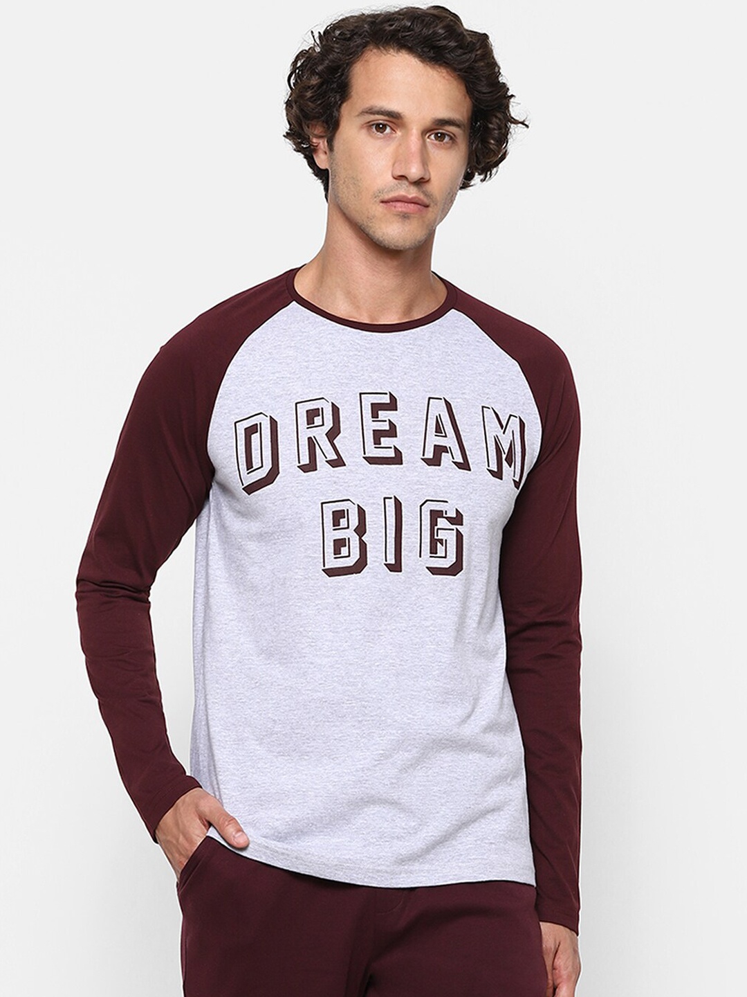 Ajile by Pantaloons Men Maroon & Grey Typography Printed Pure Cotton Lounge T-shirt
Ajile by Pantaloons Men Maroon & Grey Typography Printed Pure Cotton Lounge T-shirt