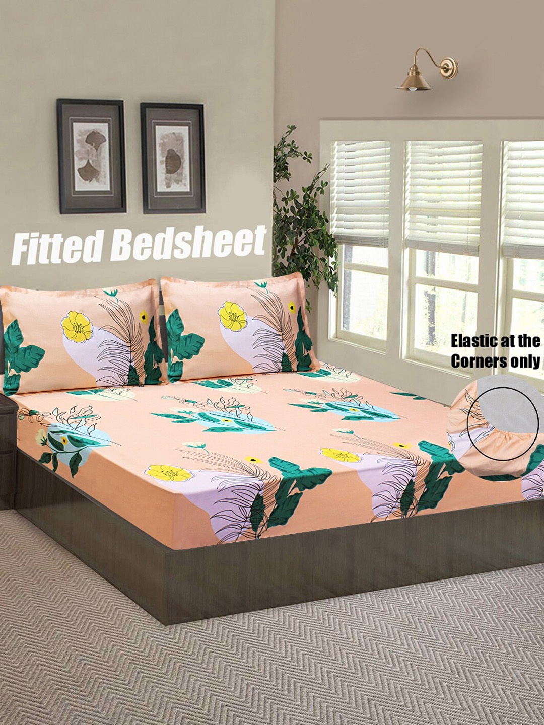 Good Homes by Home Candy Peach-Coloured & Green Floral 144 TC Queen Bedsheet with 2 Pillow Covers
Good Homes by Home Candy Peach-Coloured & Green Floral 144 TC Queen Bedsheet with 2 Pillow Covers
