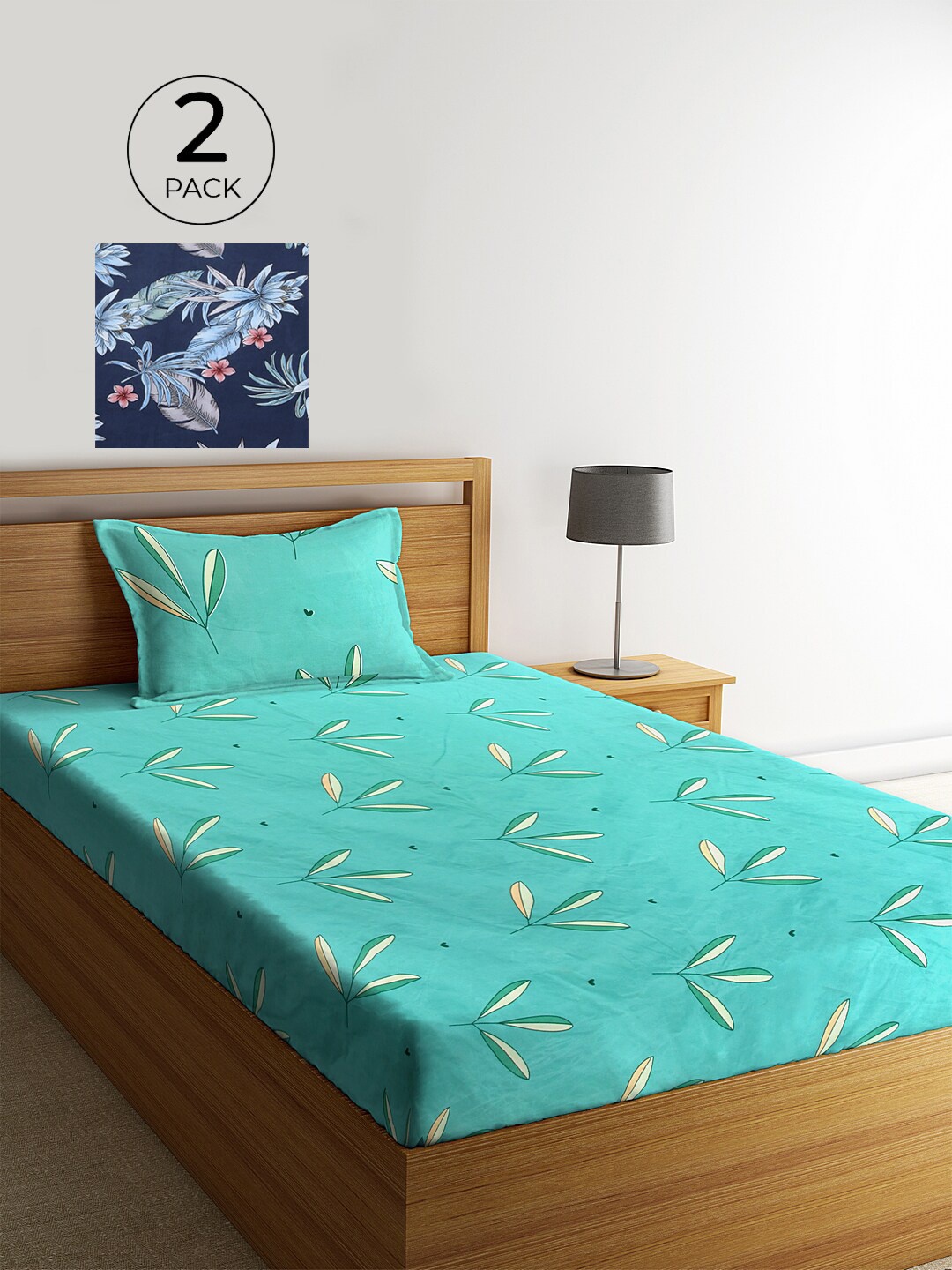 KLOTTHE Blue & Navy Blue Floral 210 TC Cotton 2 Single Bedsheet with 2 Pillow Covers
KLOTTHE Blue & Navy Blue Floral 210 TC Cotton 2 Single Bedsheet with 2 Pillow Covers