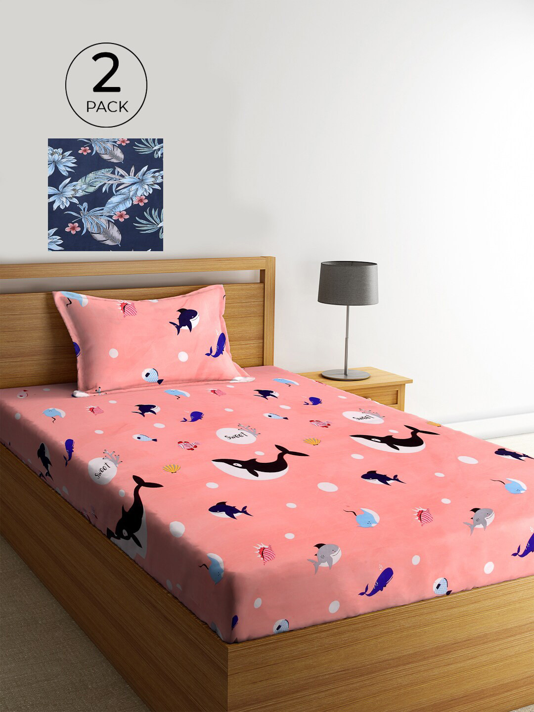 KLOTTHE Multi Cartoon Characters 210 TC Cotton 2 Single Bedsheet with 2 Pillow Covers, Pink
KLOTTHE Multi Cartoon Characters 210 TC Cotton 2 Single Bedsheet with 2 Pillow Covers, Pink