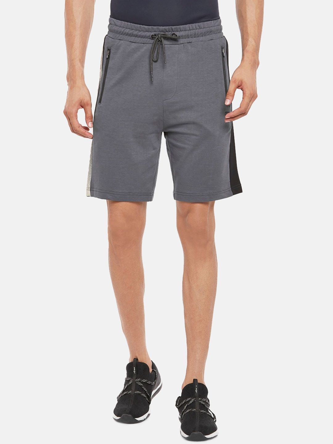 Ajile by Pantaloons Men Grey Pure Cotton Slim Fit Sports Shorts