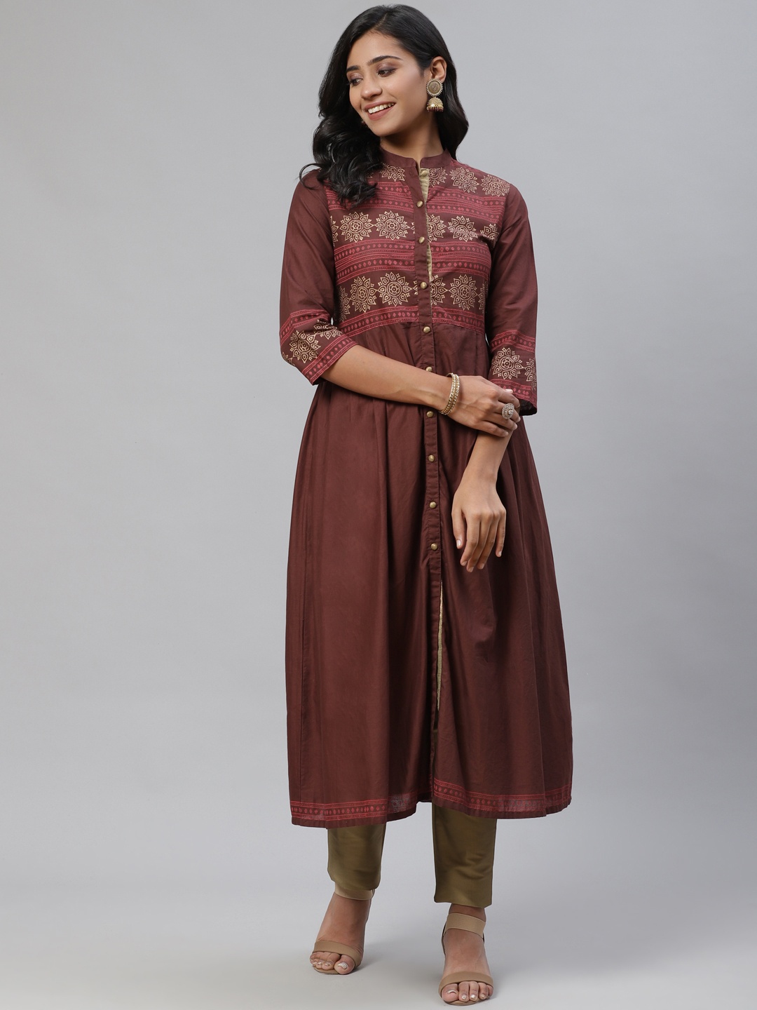 Tulsattva Women Coffee Brown Ethnic Motifs Printed Regular Pure Cotton Kurta with Trousers
Tulsattva Women Coffee Brown Ethnic Motifs Printed Regular Pure Cotton Kurta with Trousers