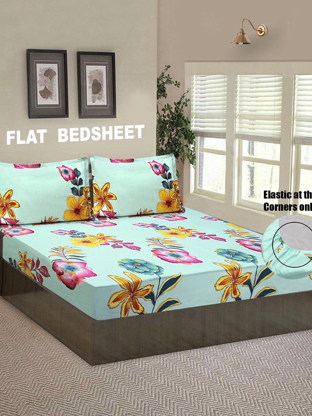 Good Homes by Home Candy Turquoise Blue & Pink Floral 144 TC King Bedsheet with 2 Pillow Covers
Good Homes by Home Candy Turquoise Blue & Pink Floral 144 TC King Bedsheet with 2 Pillow Covers