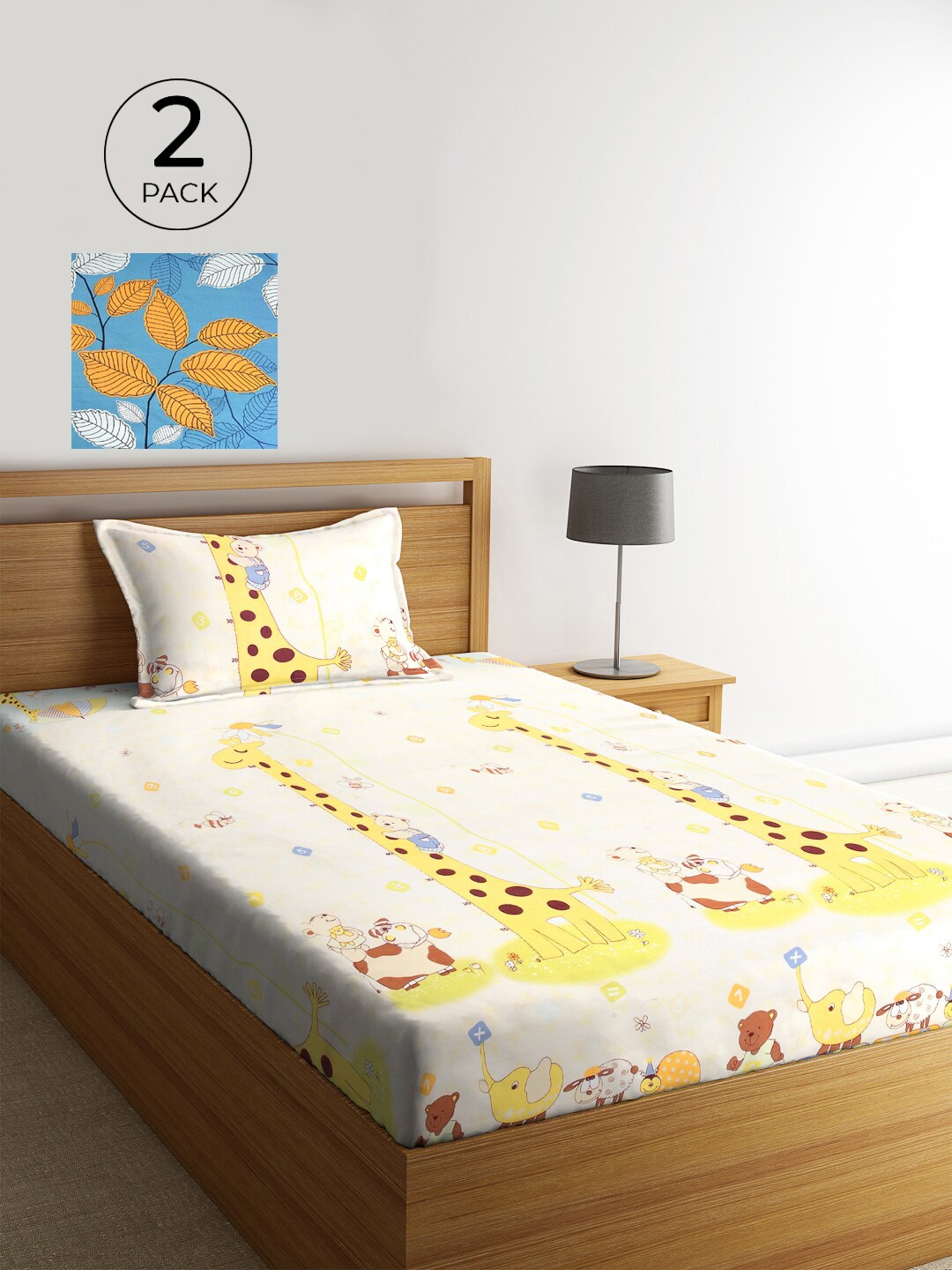 KLOTTHE Set Of 2 Multicoloured Floral 210 TC Single Bedsheet with 2 Pillow Covers, Multi
KLOTTHE Set Of 2 Multicoloured Floral 210 TC Single Bedsheet with 2 Pillow Covers, Multi