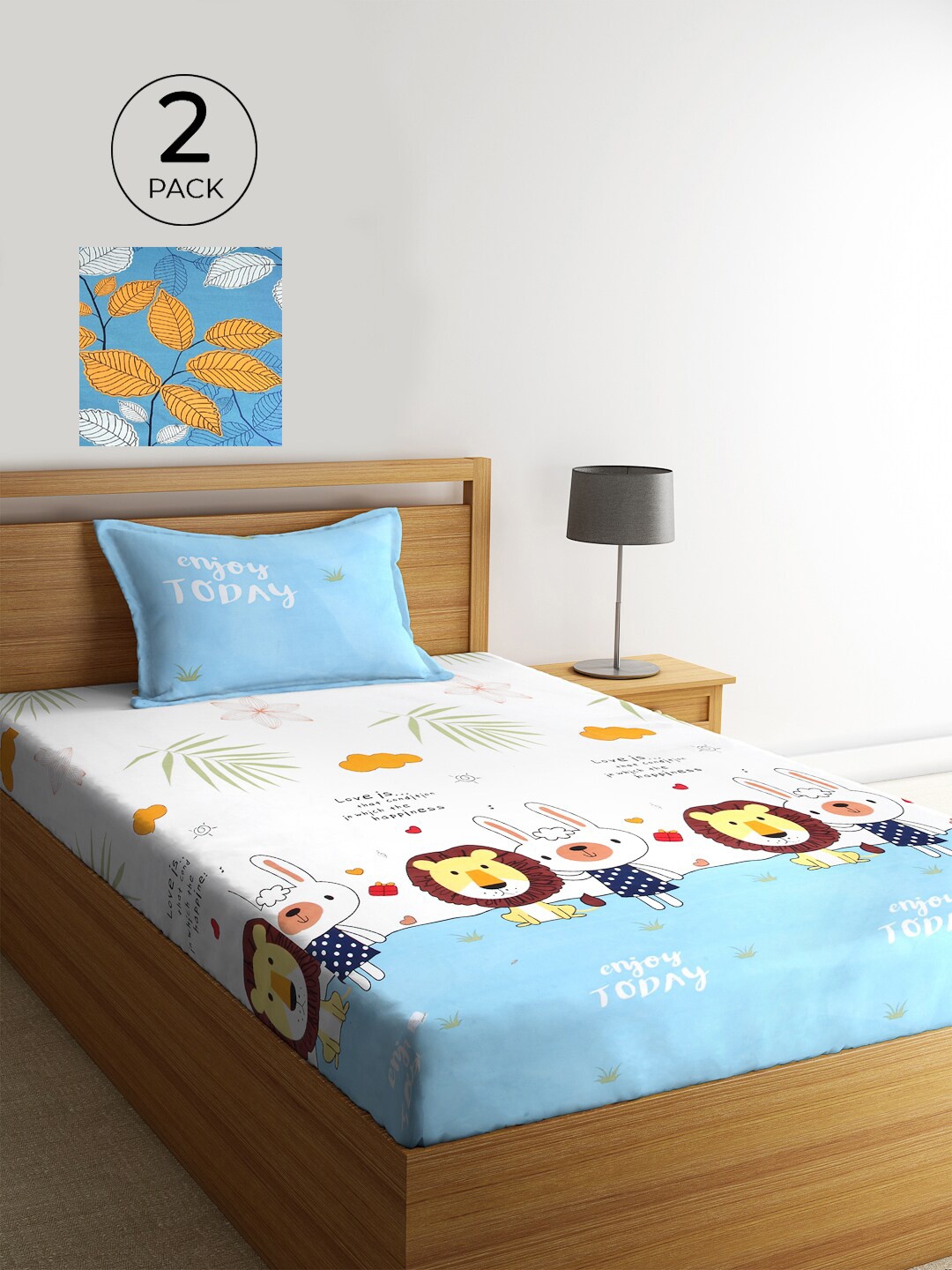 KLOTTHE Set Of 2 Multicolored Cartoon Characters 210 TC Single Bedsheet & 2 Pillow Covers, Multi
KLOTTHE Set Of 2 Multicolored Cartoon Characters 210 TC Single Bedsheet & 2 Pillow Covers, Multi
