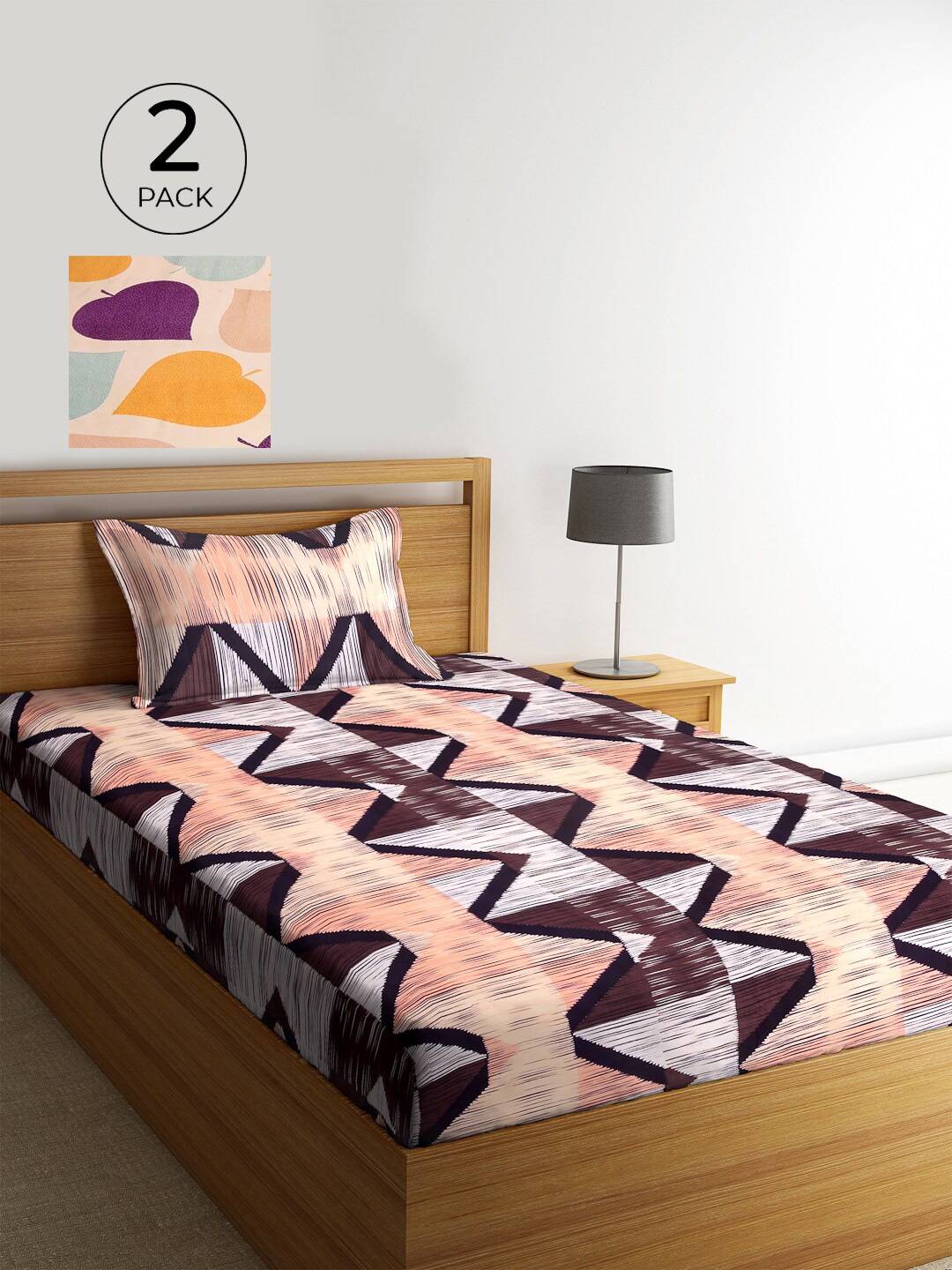 KLOTTHE Set Of 2 Multicoloured Geometric 210 TC Single Bedsheet With 2 Pillow Covers, Multi
KLOTTHE Set Of 2 Multicoloured Geometric 210 TC Single Bedsheet With 2 Pillow Covers, Multi