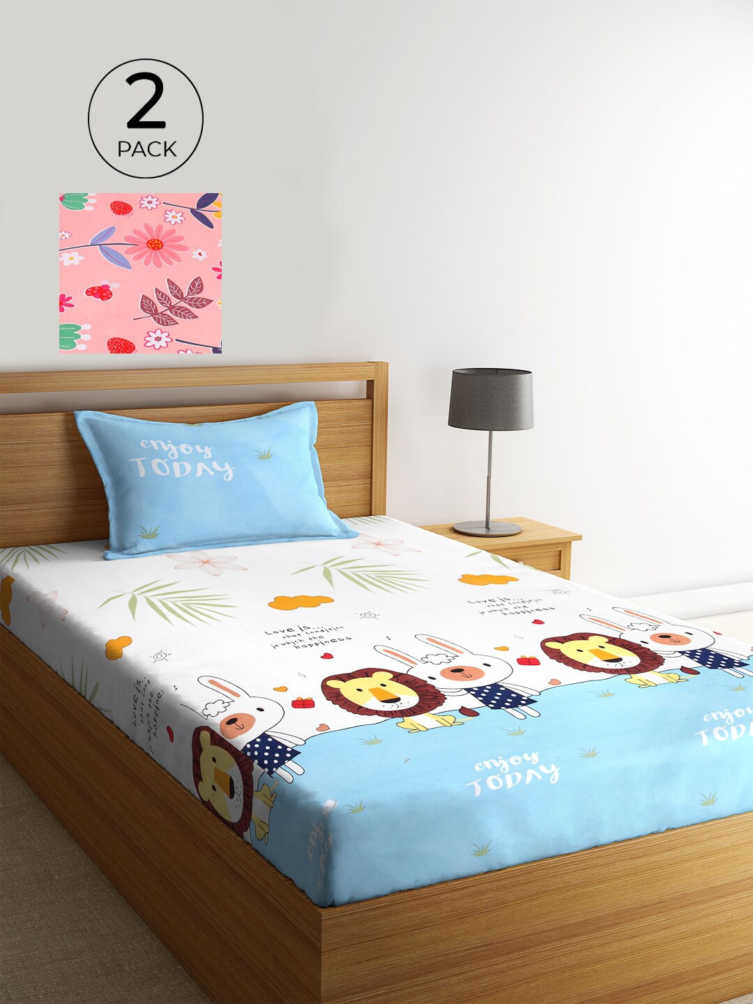 KLOTTHE Set Of 2 Multicoloured Cartoon Characters 210 TC Single Bedsheet & 2 Pillow Covers, Multi
KLOTTHE Set Of 2 Multicoloured Cartoon Characters 210 TC Single Bedsheet & 2 Pillow Covers, Multi
