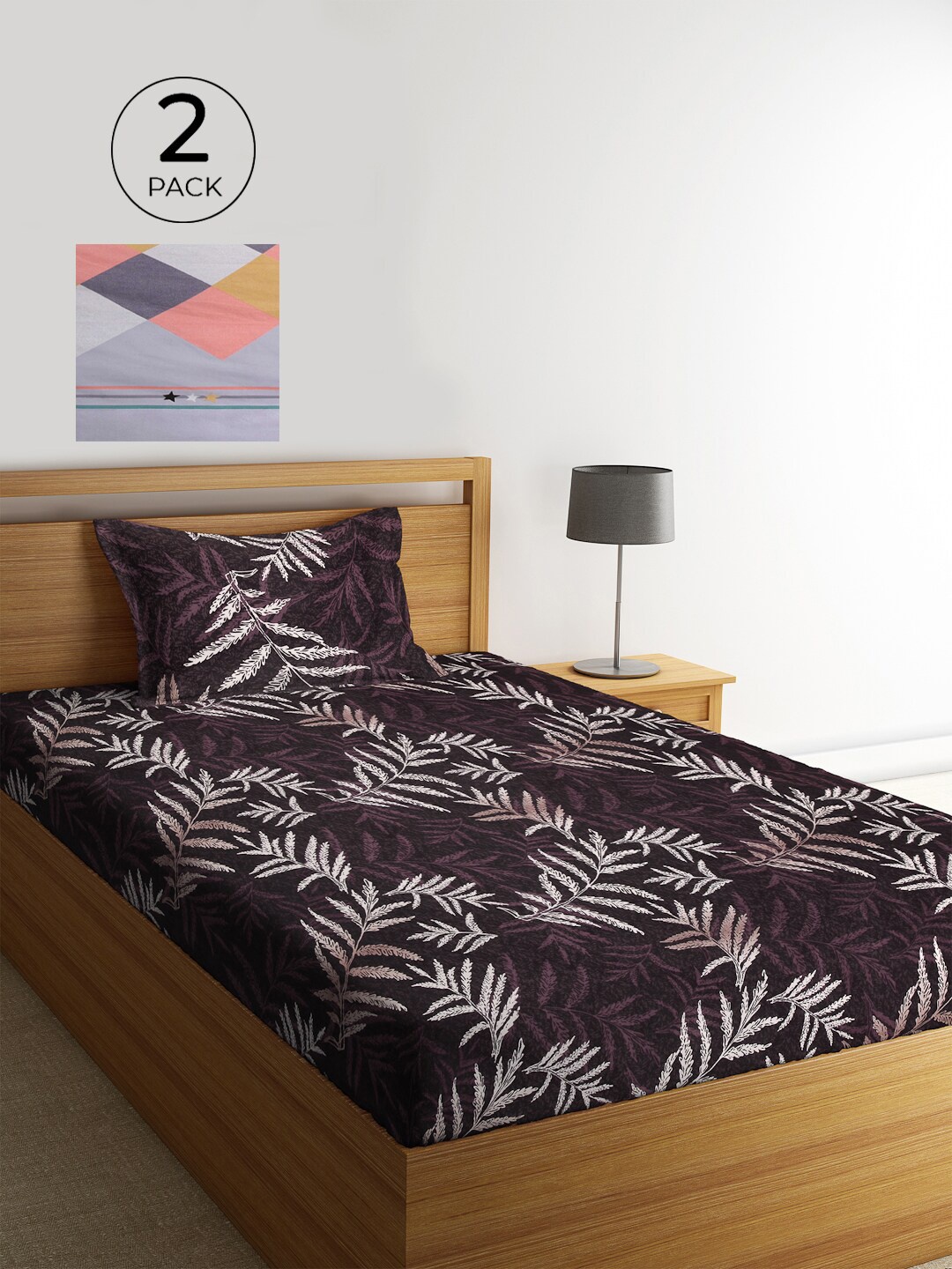 KLOTTHE Set Of 2 Multicoloured Floral 210 TC Single Bedsheet With 2 Pillow Covers, Multi
KLOTTHE Set Of 2 Multicoloured Floral 210 TC Single Bedsheet With 2 Pillow Covers, Multi