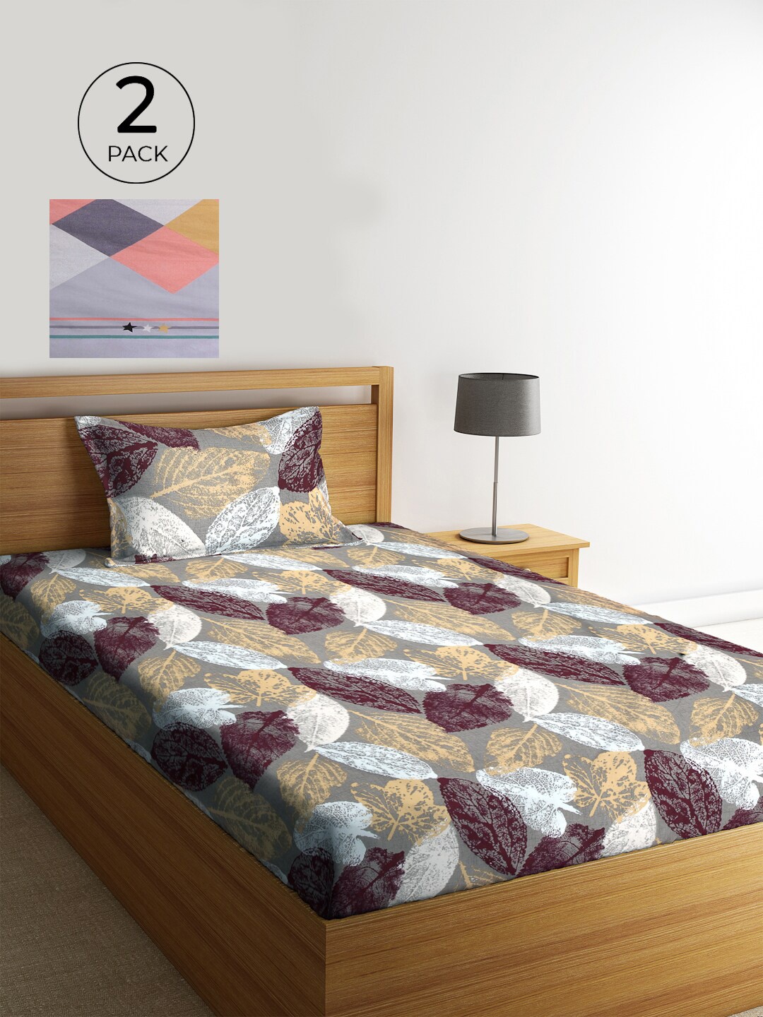 KLOTTHE Set Of 2 Multicoloured Floral 210 TC Single Bedsheet With 2 Pillow Covers, Multi
KLOTTHE Set Of 2 Multicoloured Floral 210 TC Single Bedsheet With 2 Pillow Covers, Multi