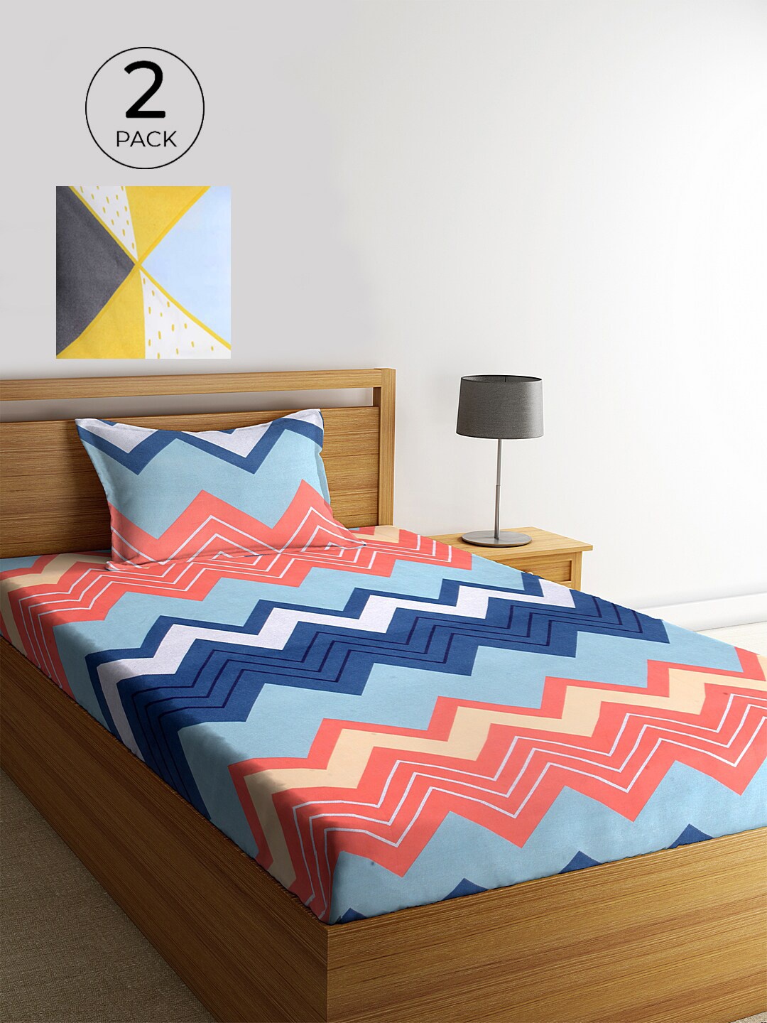KLOTTHE Set Of 2 Geometric 210 TC Single Bedsheet with 2 Pillow Covers, Turquoise blue
KLOTTHE Set Of 2 Geometric 210 TC Single Bedsheet with 2 Pillow Covers, Turquoise blue