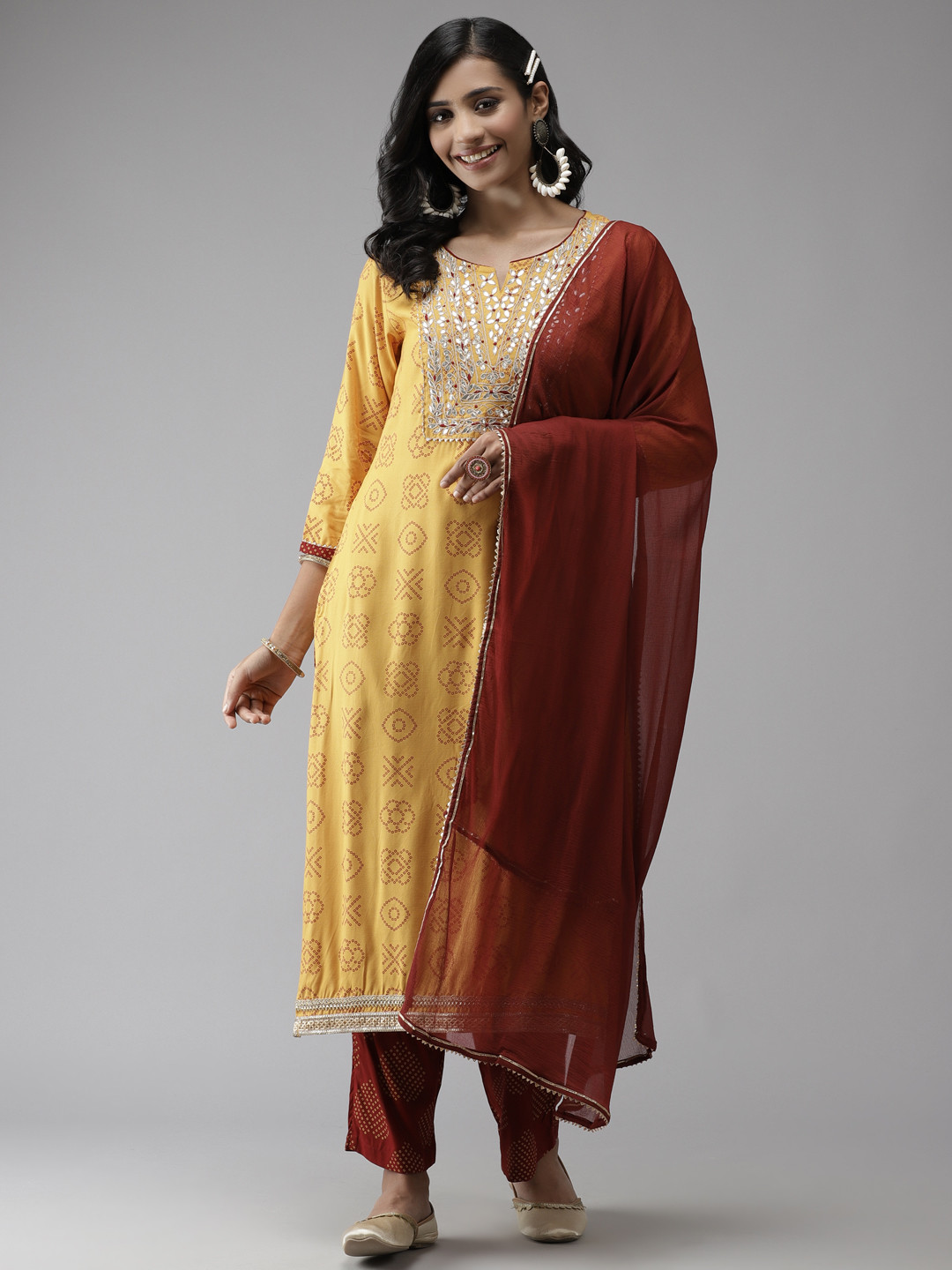 Anubhutee Women Yellow Ethnic Motifs Printed Regular Gotta Patti Kurta with Palazzos & With Dupatta
Anubhutee Women Yellow Ethnic Motifs Printed Regular Gotta Patti Kurta with Palazzos & With Dupatta