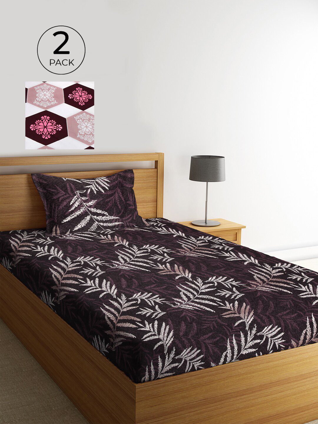 KLOTTHE Set Of 2 Multicoloured Floral 210 TC Single Bedsheet with 2 Pillow Covers, Multi 
KLOTTHE Set Of 2 Multicoloured Floral 210 TC Single Bedsheet with 2 Pillow Covers, Multi
