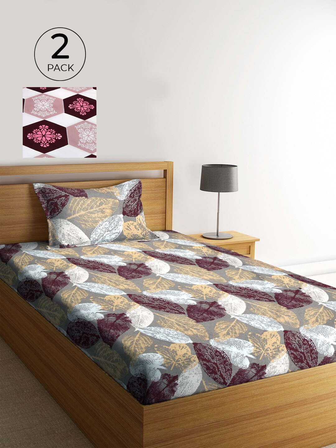 KLOTTHE Set Of 2 Multicoloured Floral 210 TC Single Bedsheet with 2 Pillow Covers, Multi
KLOTTHE Set Of 2 Multicoloured Floral 210 TC Single Bedsheet with 2 Pillow Covers, Multi