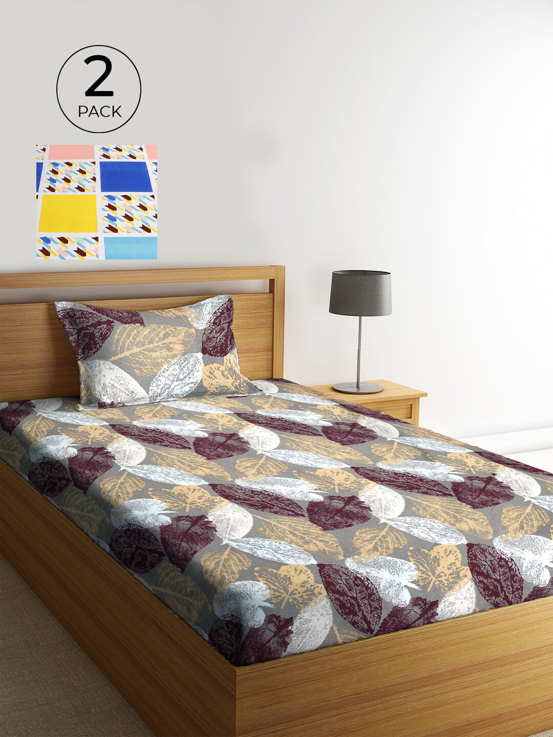 KLOTTHE Set Of 2 Multicoloured Floral 210 TC Single Bedsheet with 2 Pillow Covers, Multi
KLOTTHE Set Of 2 Multicoloured Floral 210 TC Single Bedsheet with 2 Pillow Covers, Multi