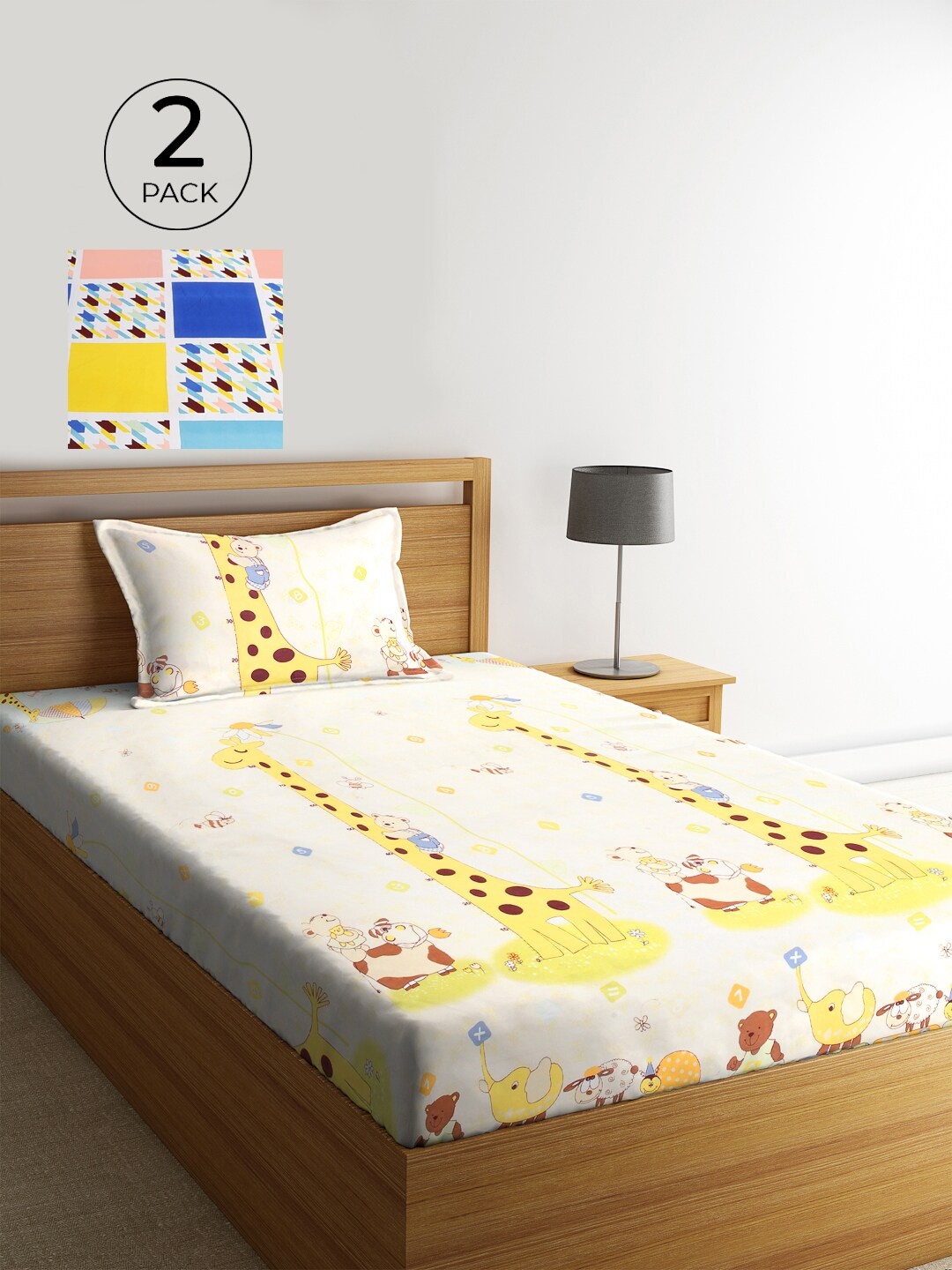 KLOTTHE Set Of 2 Cartoon Characters 210 TC Single Bedsheet with 2 Pillow Covers, Multi
KLOTTHE Set Of 2 Cartoon Characters 210 TC Single Bedsheet with 2 Pillow Covers, Multi