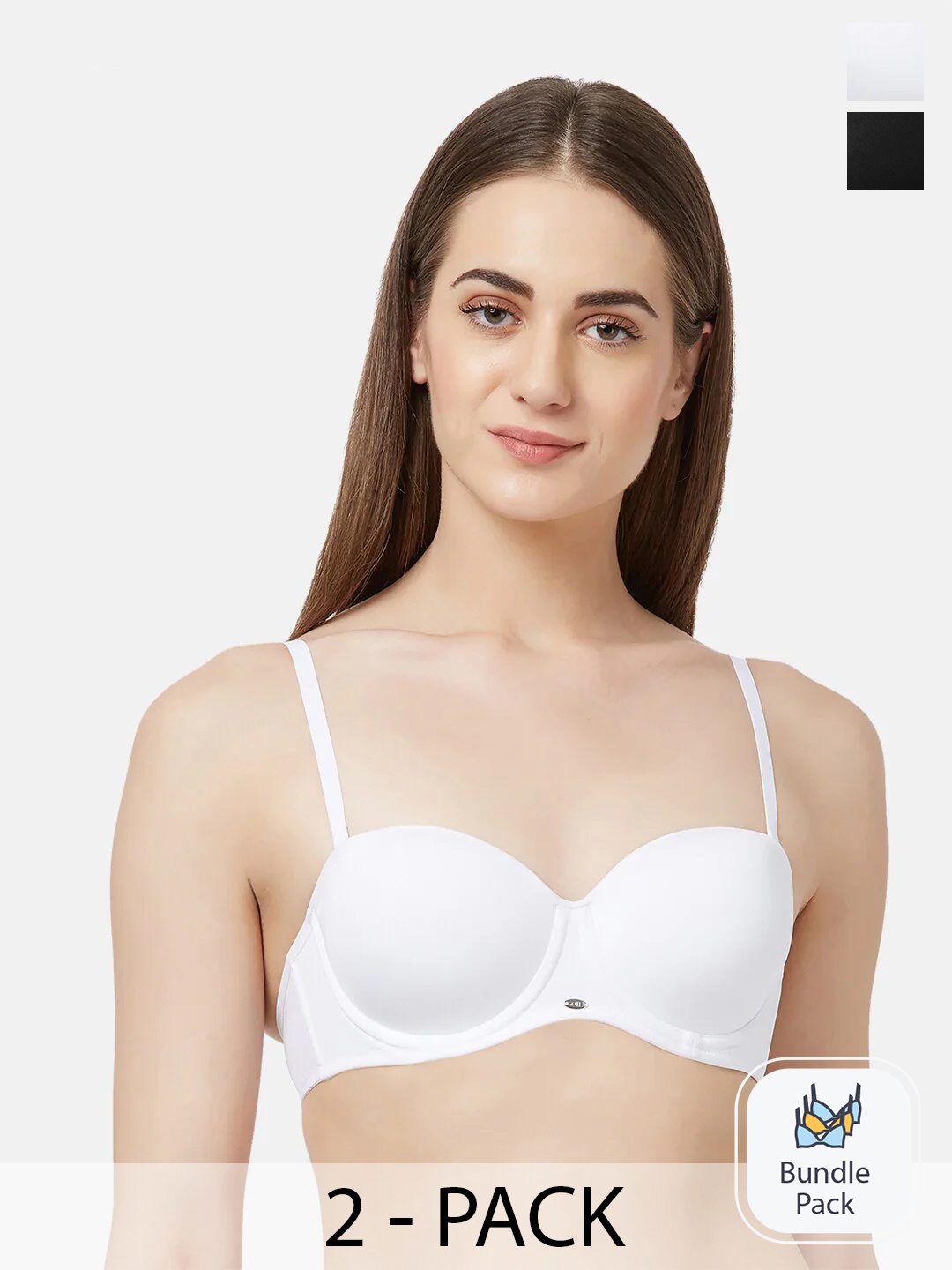 Soie Pack of 2 Medium Coverage Padded Wired Multiway Strapless Bra with Detachable Straps, Black
Soie Pack of 2 Medium Coverage Padded Wired Multiway Strapless Bra with Detachable Straps, Black