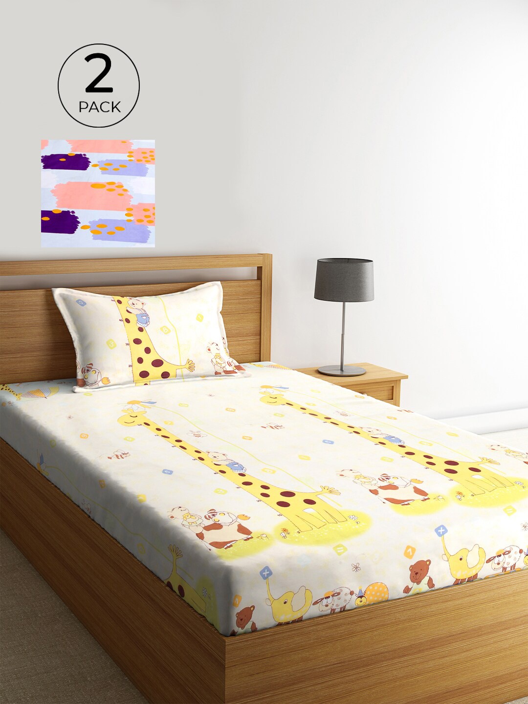 KLOTTHE Set Of 2 Pink & Blue Cartoon Character 210 TC Single Bedsheet with 2 Pillow Covers
KLOTTHE Set Of 2 Pink & Blue Cartoon Character 210 TC Single Bedsheet with 2 Pillow Covers