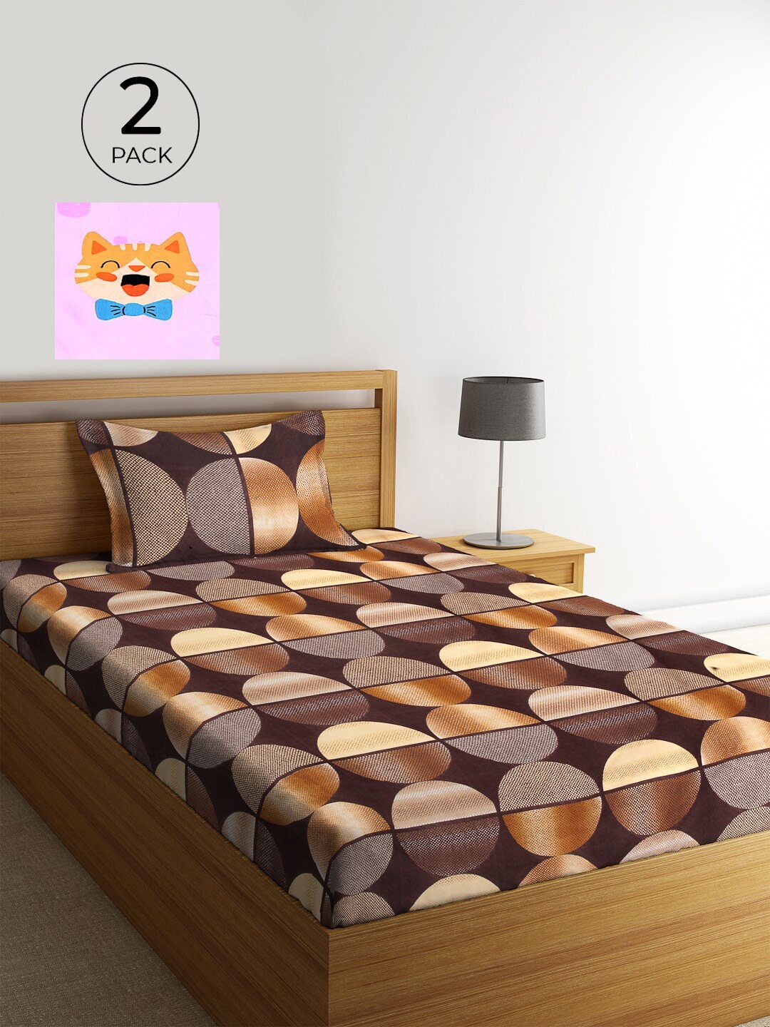 KLOTTHE Set of 2 Brown & Pink Geometric 210 TC Single Bedsheets with 2 Pillow Covers
KLOTTHE Set of 2 Brown & Pink Geometric 210 TC Single Bedsheets with 2 Pillow Covers
