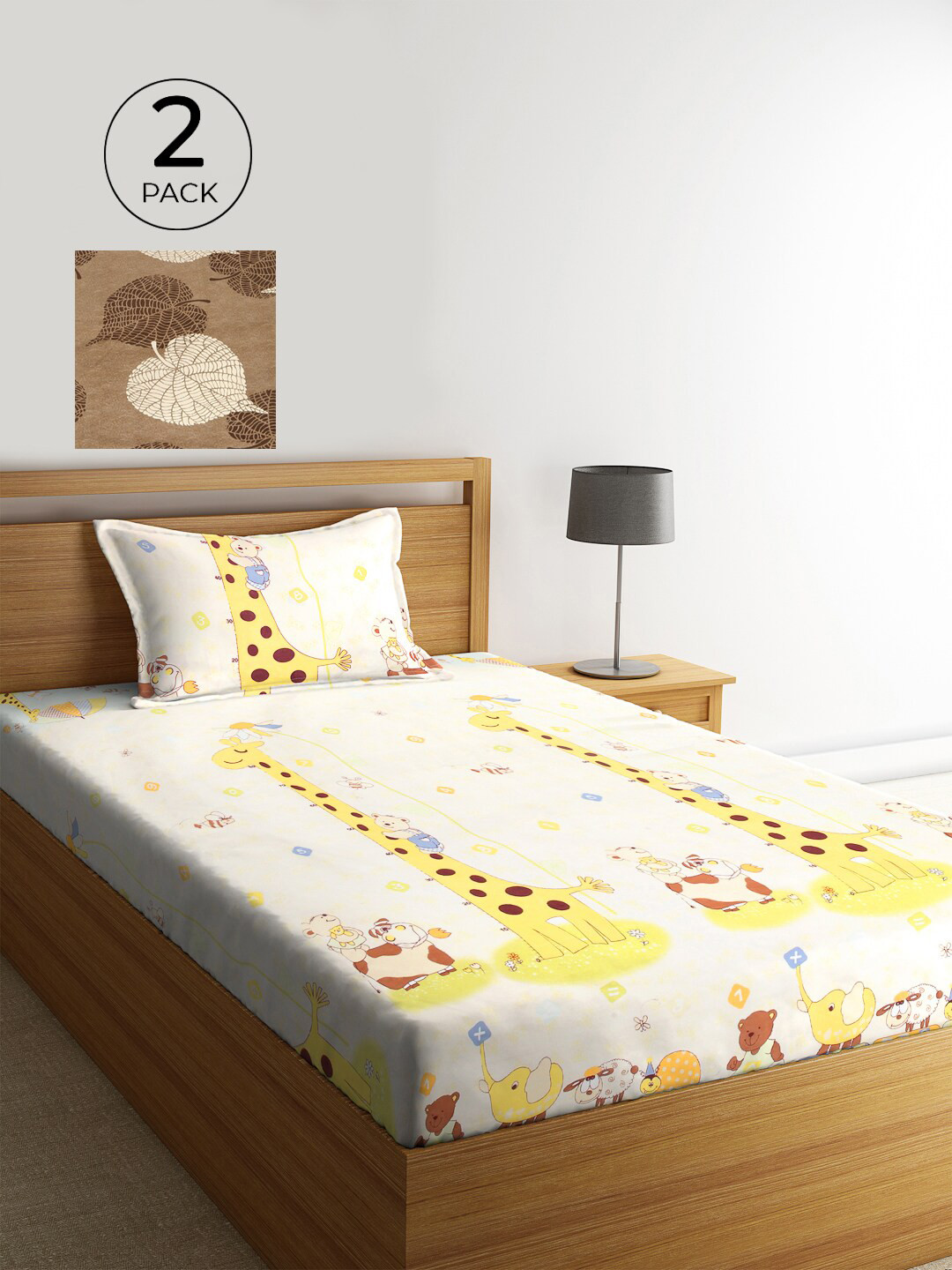 KLOTTHE Set of 2 Off White & Brown Cartoon 210 TC Single Bedsheets with 2 Pillow Covers
KLOTTHE Set of 2 Off White & Brown Cartoon 210 TC Single Bedsheets with 2 Pillow Covers
