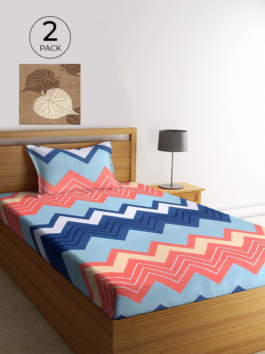 KLOTTHE Set of 2 Blue & Brown Geometric 210 TC Single Bedsheets with 2 Pillow Covers
KLOTTHE Set of 2 Blue & Brown Geometric 210 TC Single Bedsheets with 2 Pillow Covers