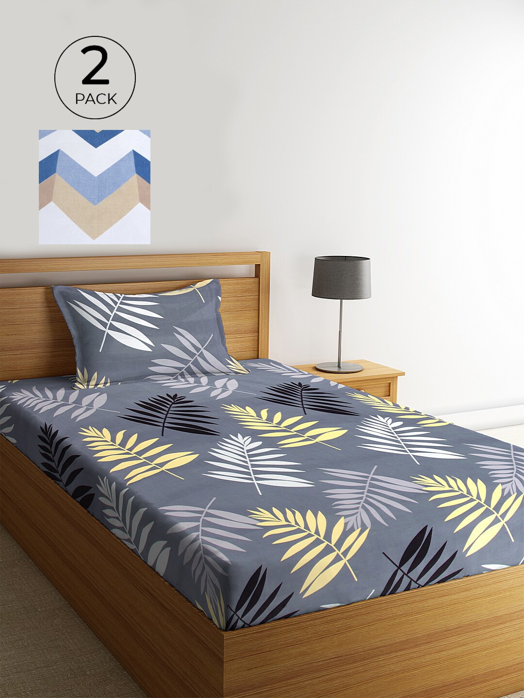 KLOTTHE Set of 2 Grey & White Floral 210 TC Single Bedsheets with 2 Pillow Covers
KLOTTHE Set of 2 Grey & White Floral 210 TC Single Bedsheets with 2 Pillow Covers