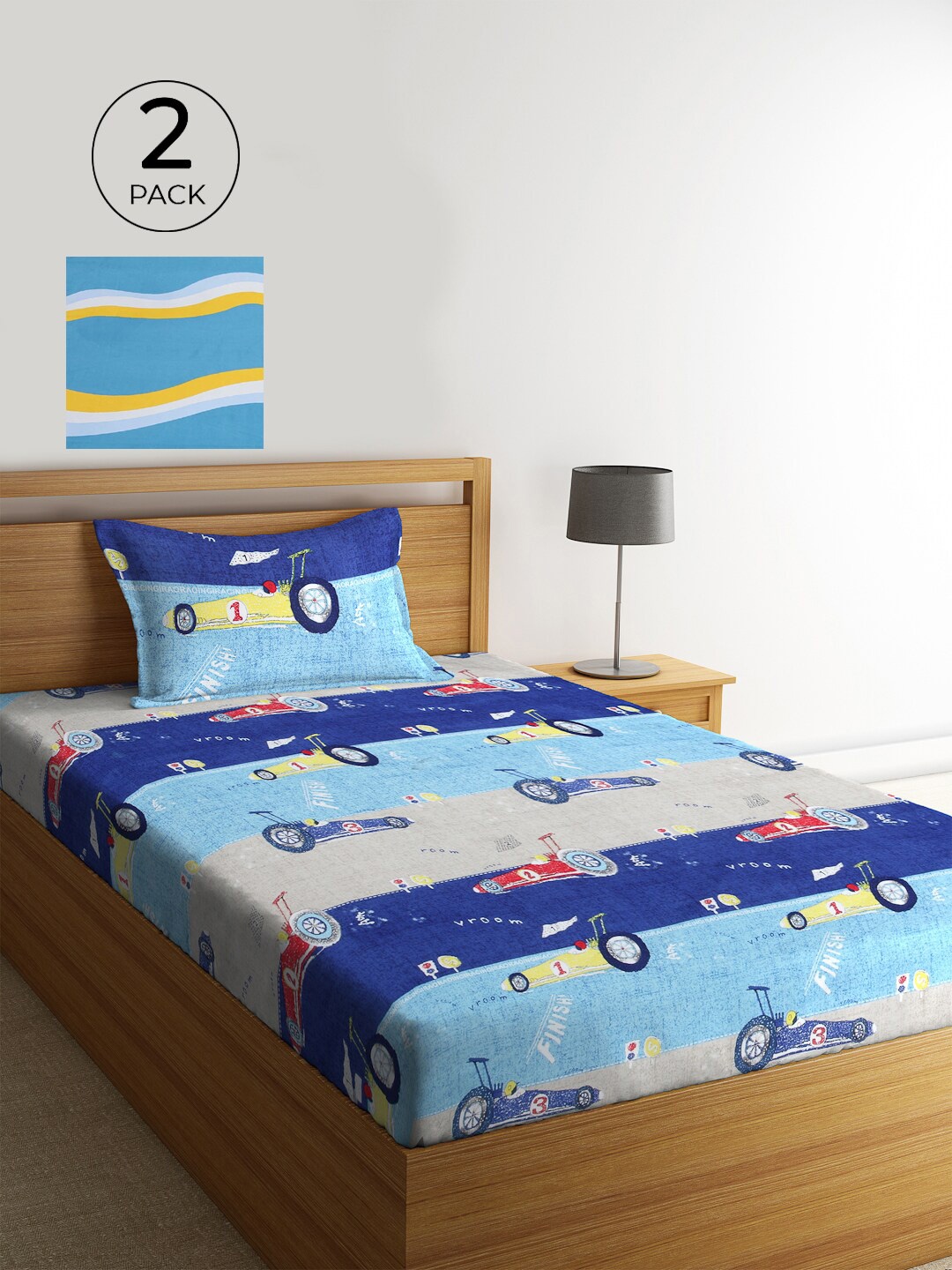 KLOTTHE Set Of 2 Blue & Yellow Conversational 210 TC Single Bedsheet with 2 Pillow Covers, Turquoise blue
KLOTTHE Set Of 2 Blue & Yellow Conversational 210 TC Single Bedsheet with 2 Pillow Covers, Turquoise blue