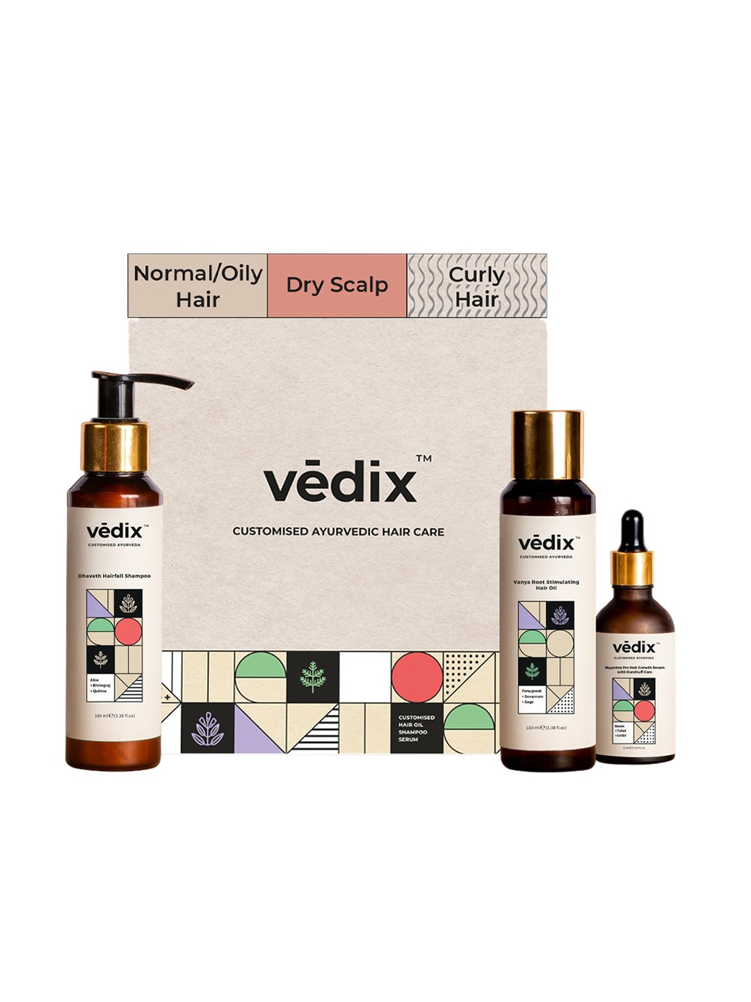 Vedix Hair Fall Control Regimen-Normal/Oily Hair with Dandruff-Dry Scalp Curly Hair, Transparent
Vedix Hair Fall Control Regimen-Normal/Oily Hair with Dandruff-Dry Scalp Curly Hair, Transparent