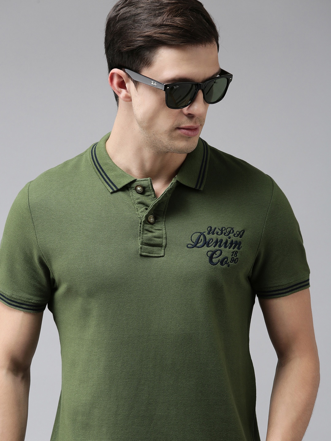 U S Polo Assn Denim Co Men Olive Green Brand Logo Printed Polo Collar Pure Cotton T-shirt
U S Polo Assn Denim Co Men Olive Green Brand Logo Printed Polo Collar Pure Cotton T-shirt