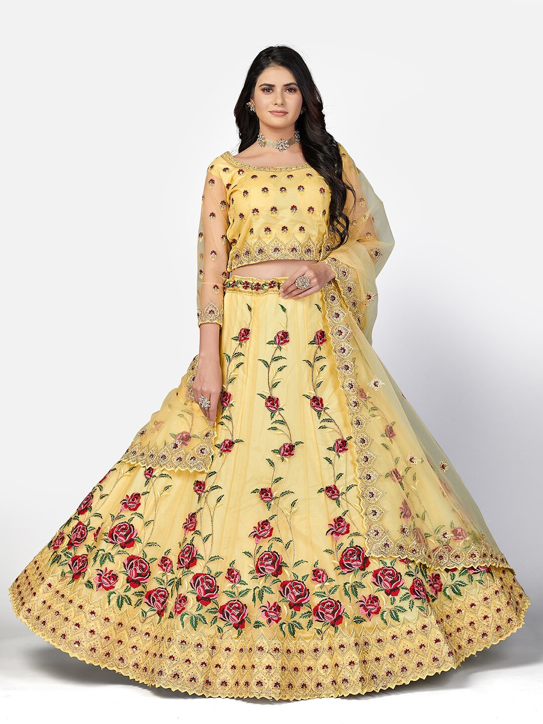 SHOPGARB Yellow & Red Embroidered Thread Work Semi-Stitched Lehenga & Unstitched Blouse With Dupatta
SHOPGARB Yellow & Red Embroidered Thread Work Semi-Stitched Lehenga & Unstitched Blouse With Dupatta