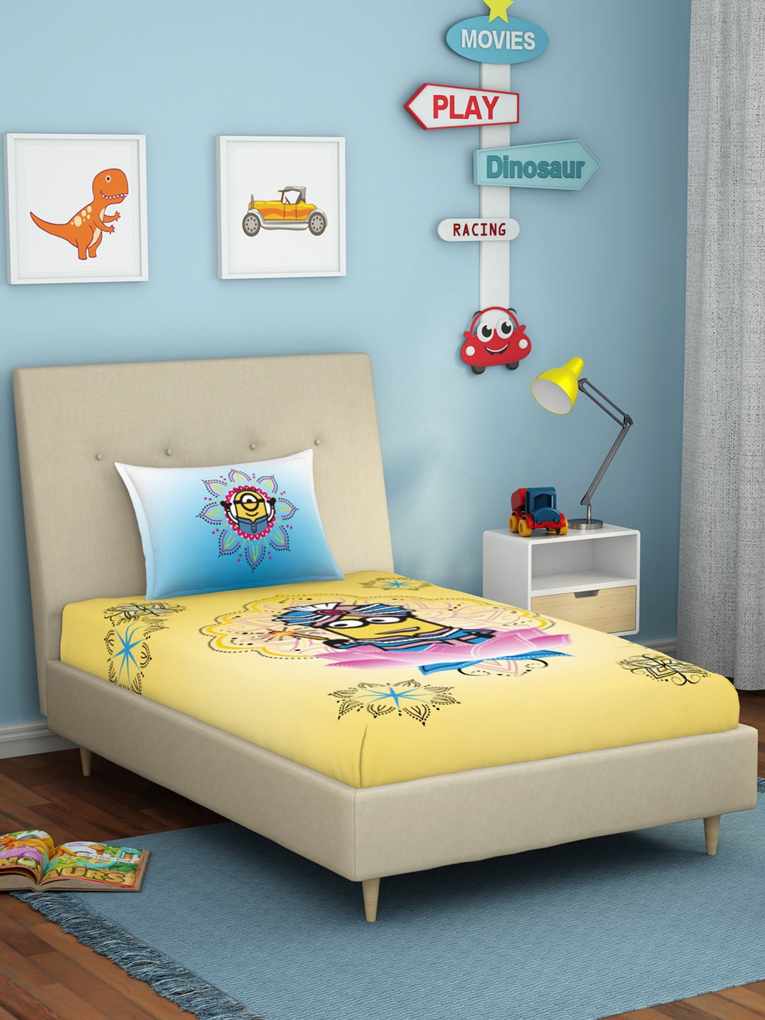 SPACES Pure Cotton Yellow & Pink Minions 180 TC Single Bedsheet with 1 Pillow Covers
SPACES Pure Cotton Yellow & Pink Minions 180 TC Single Bedsheet with 1 Pillow Covers